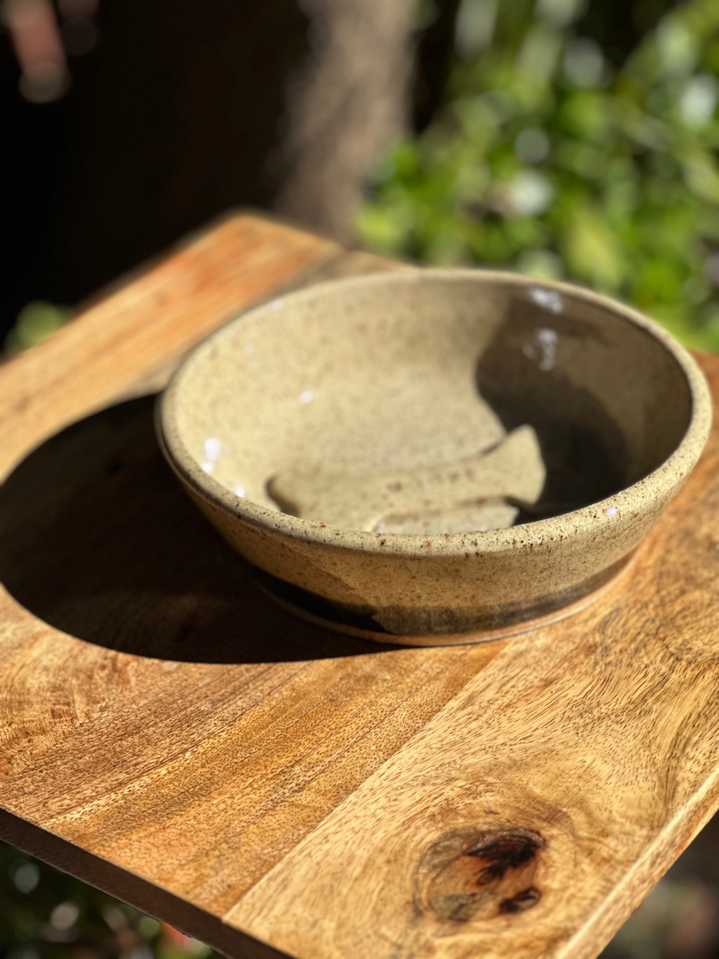 Ceramic Big Dog Bowl - Woof Bone - Clear Speckled