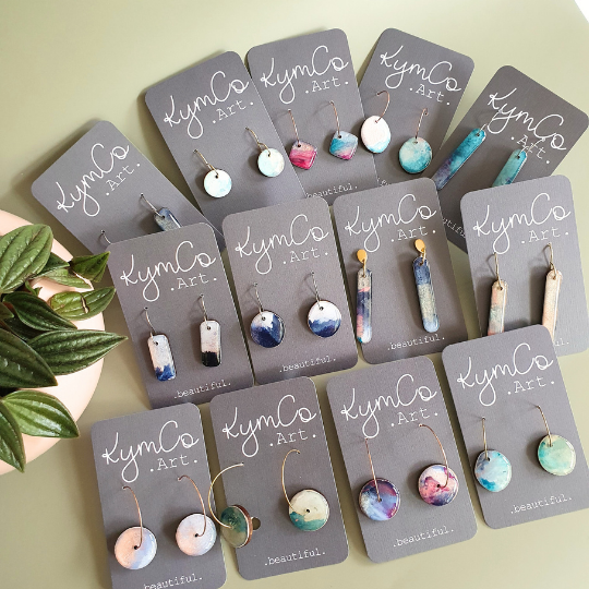 The Bubblegum Sky Collection | Resin art jewellery | Small and medium dangle earrings