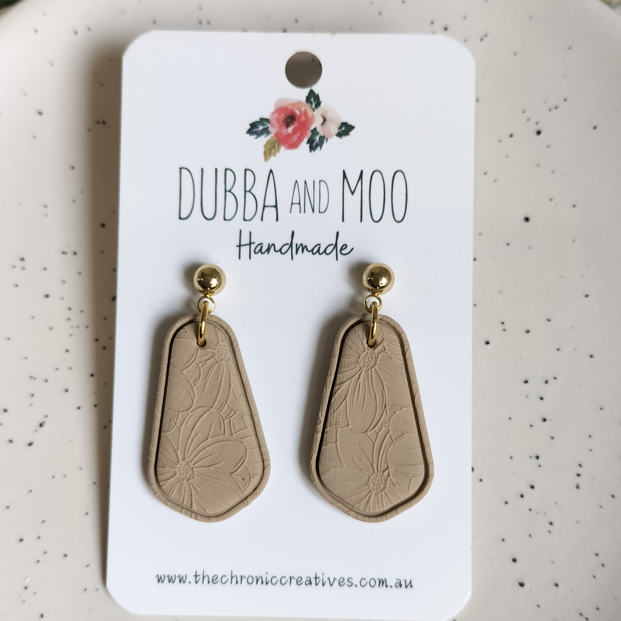 Rounded Tapered Floral Polymer Clay Dangle Earrings - Assorted Styles
