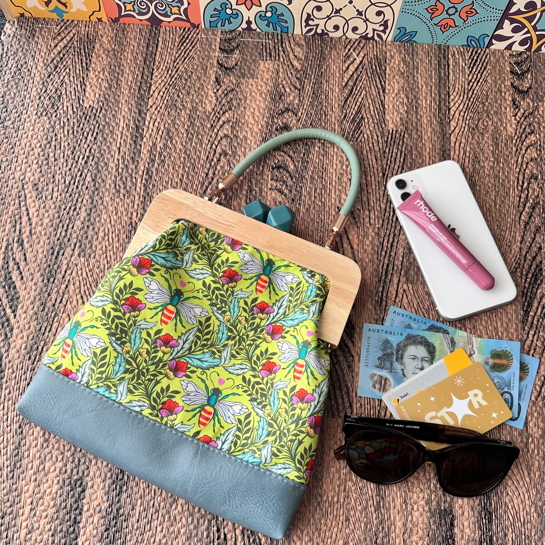 Kiss Lock Clutch with Vinyl Handle