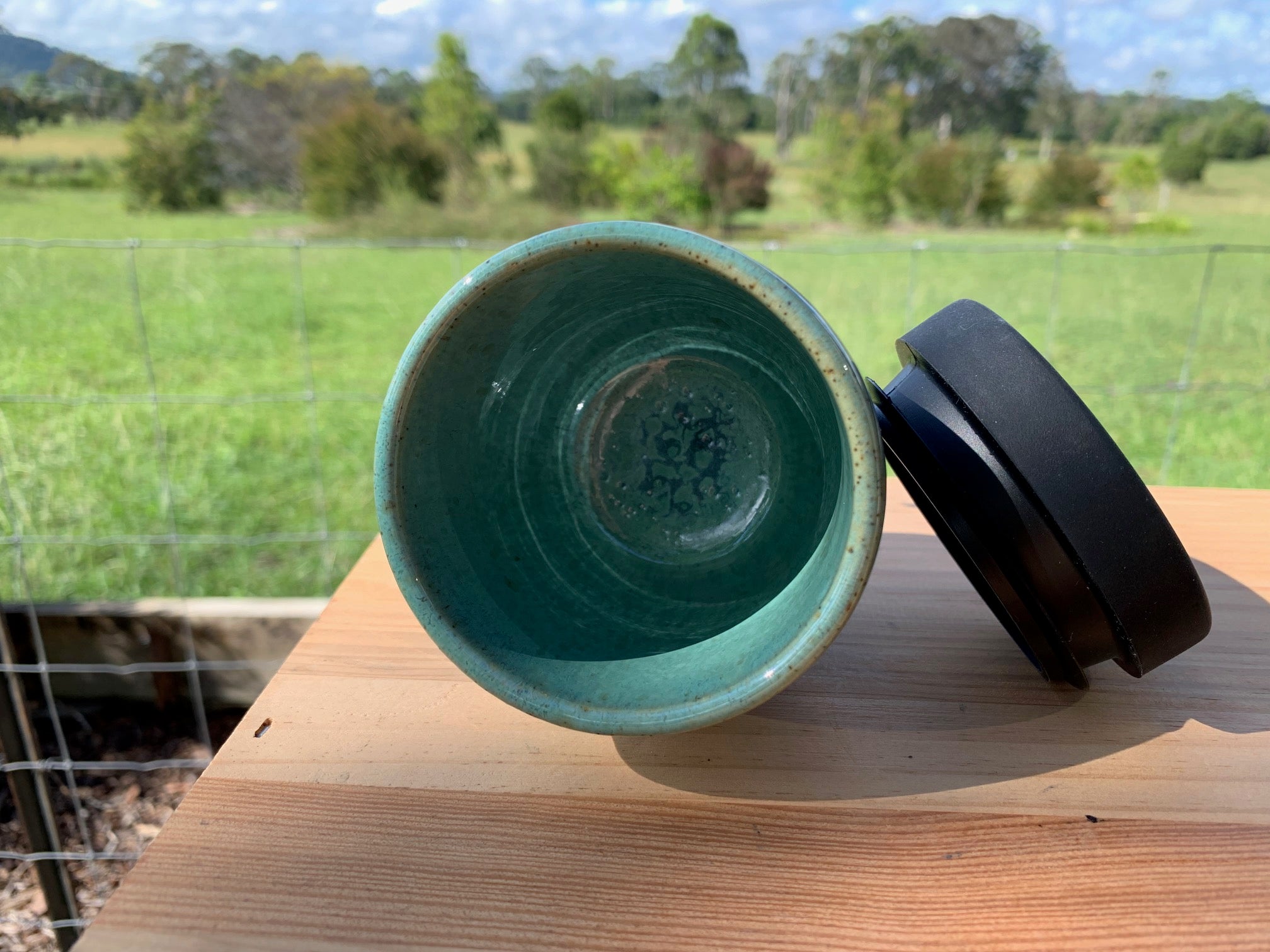 Handmade Ceramic Travel Mug - Sea Foam