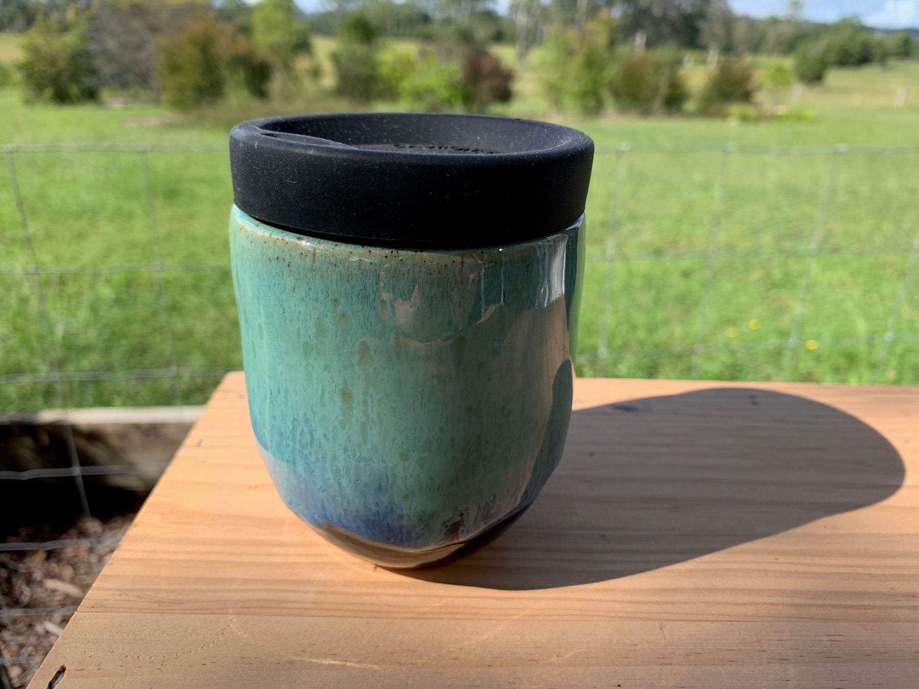 Handmade Ceramic Travel Mug - Sea Foam
