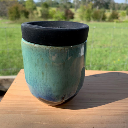 Handmade Ceramic Travel Mug - Sea Foam