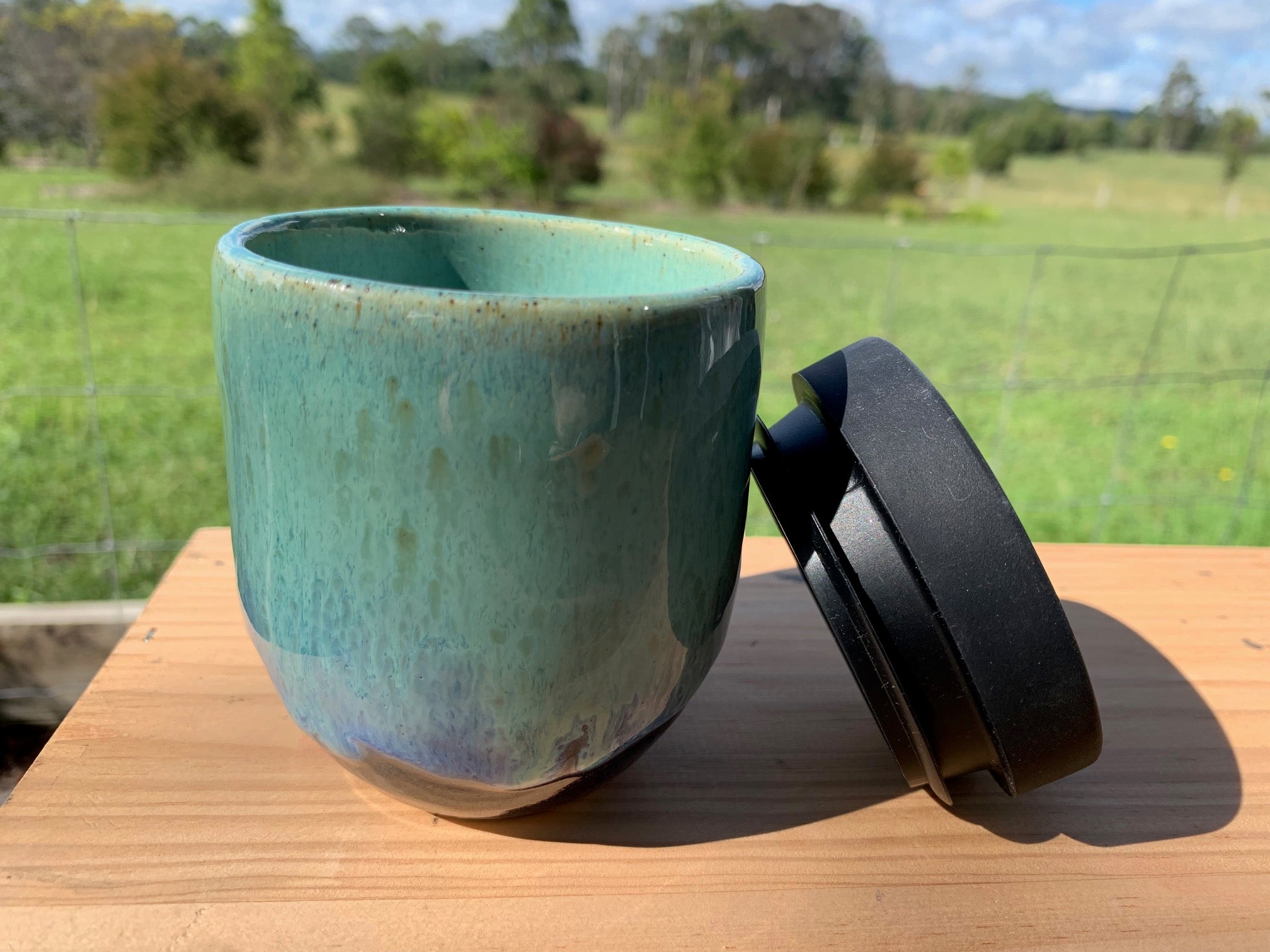 Handmade Ceramic Travel Mug - Sea Foam