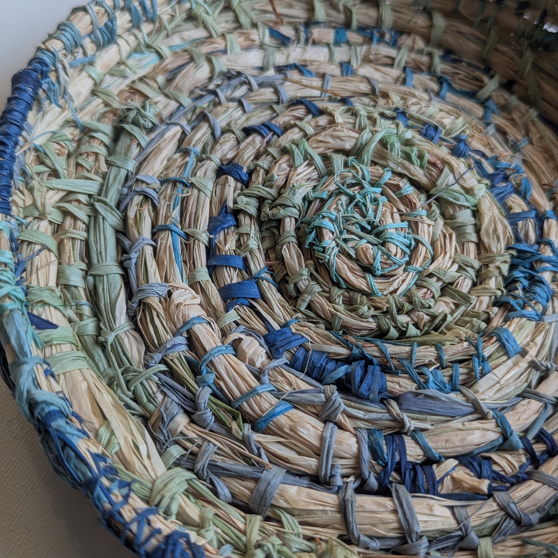 Basket | Small | Storage Basket | Rockpool Blues Natural Raffia