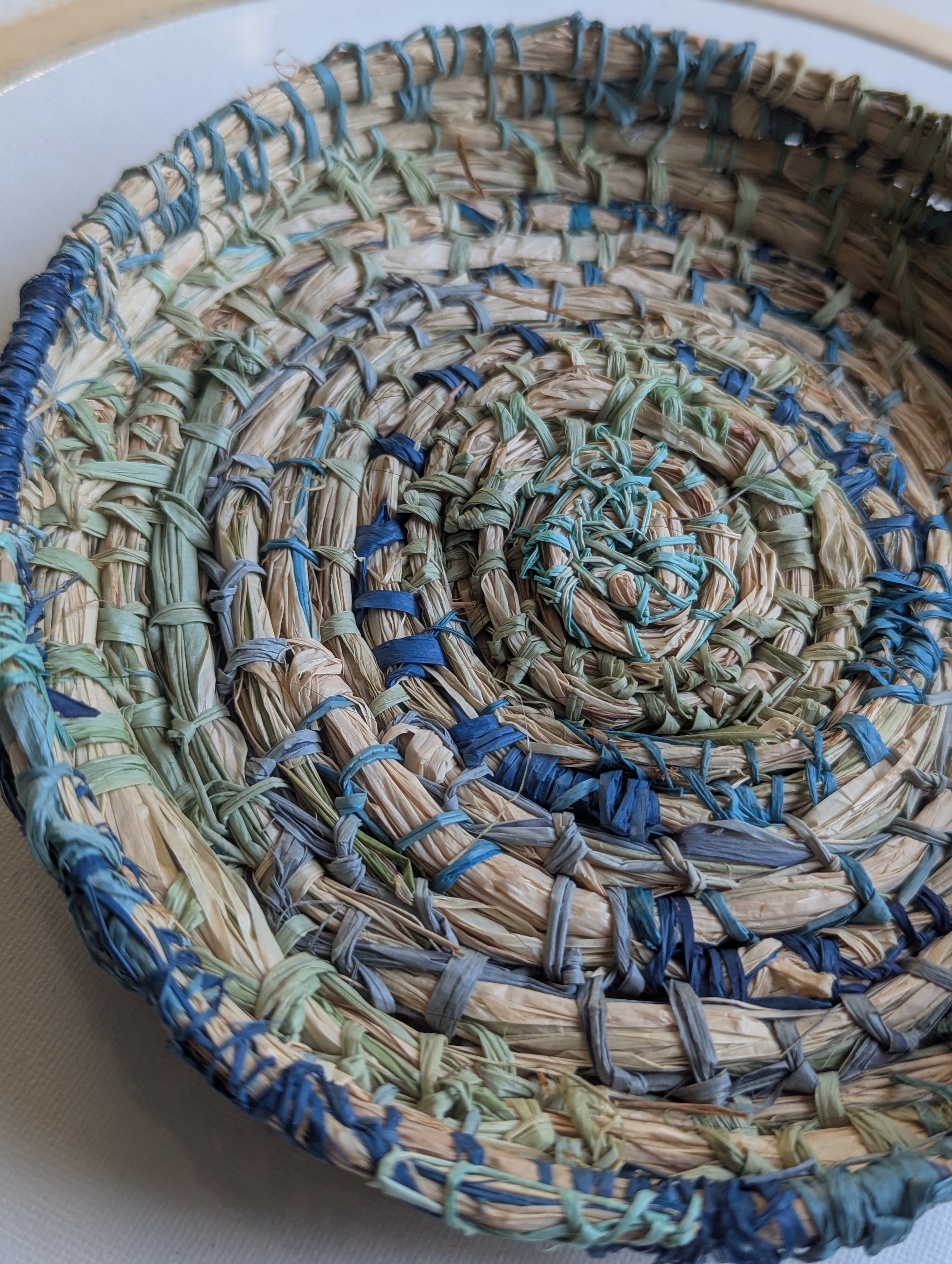 Basket | Small | Storage Basket | Rockpool Blues Natural Raffia