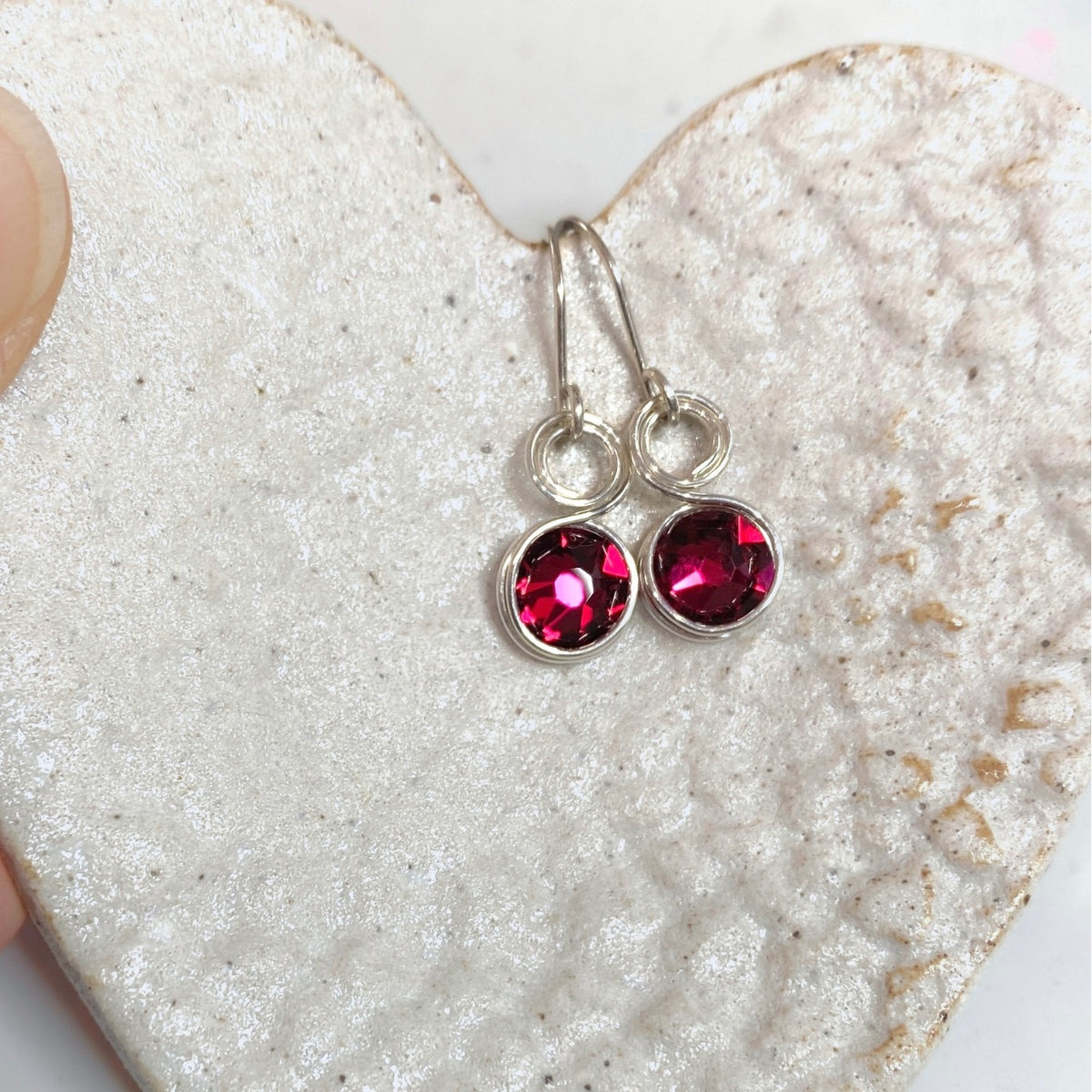 Birthstone crystal dangle earrings | Sterling silver | Multiple month colour options | Birthday or Anniversary gift