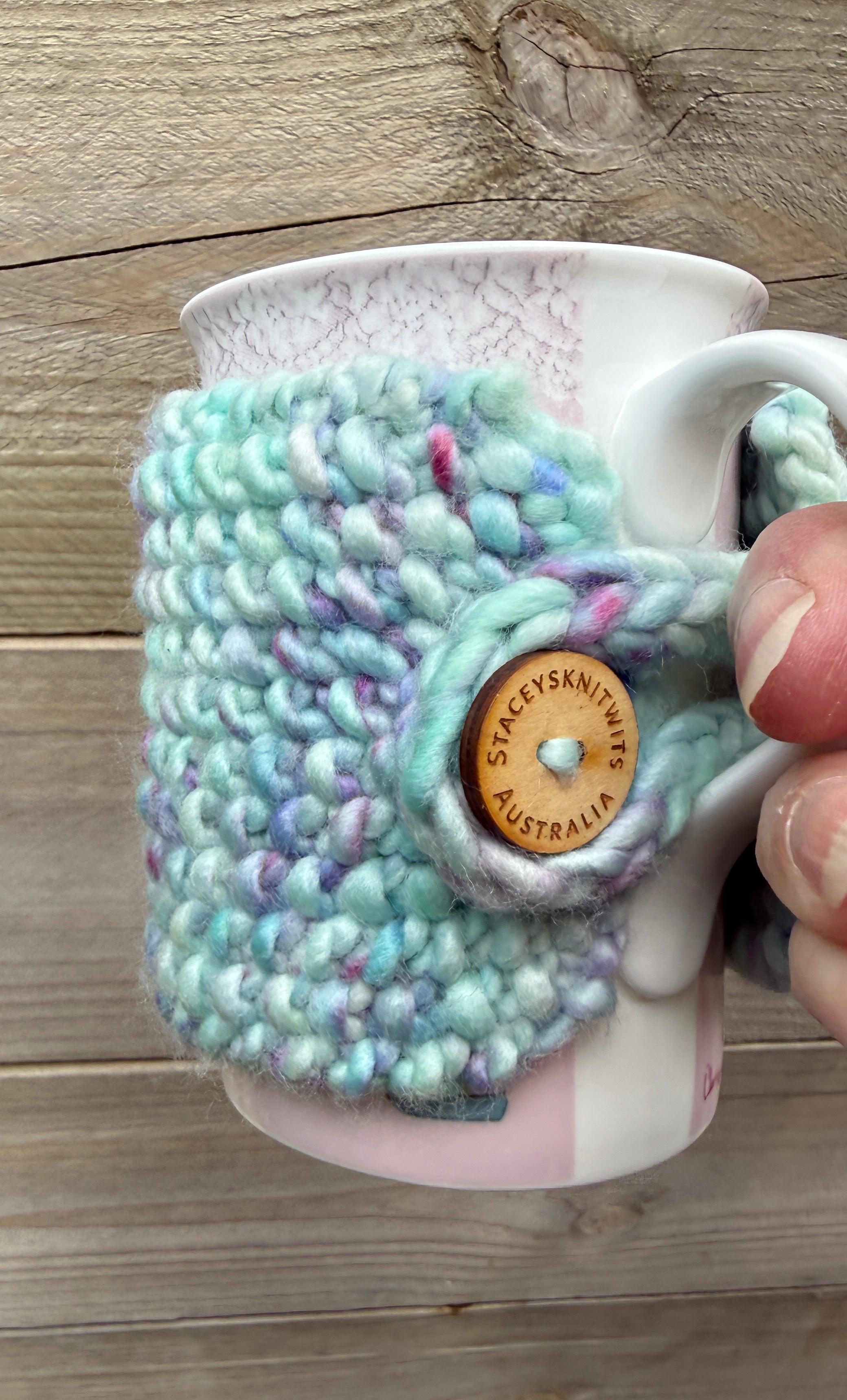 Hand Knitted Coffee Cozy, Mug Rug, Cup Cosy Merino