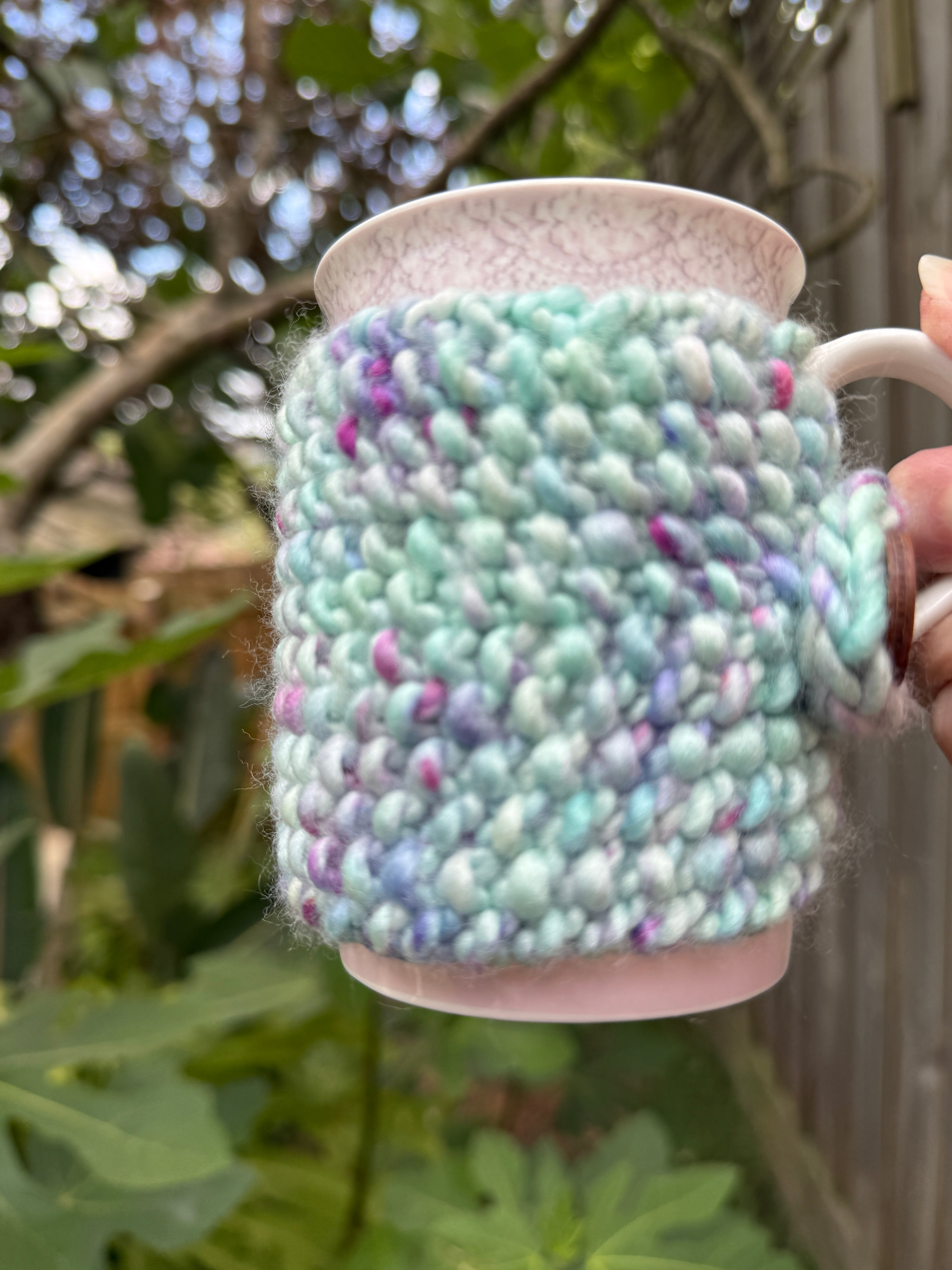 Hand Knitted Coffee Cozy, Mug Rug, Cup Cosy Merino