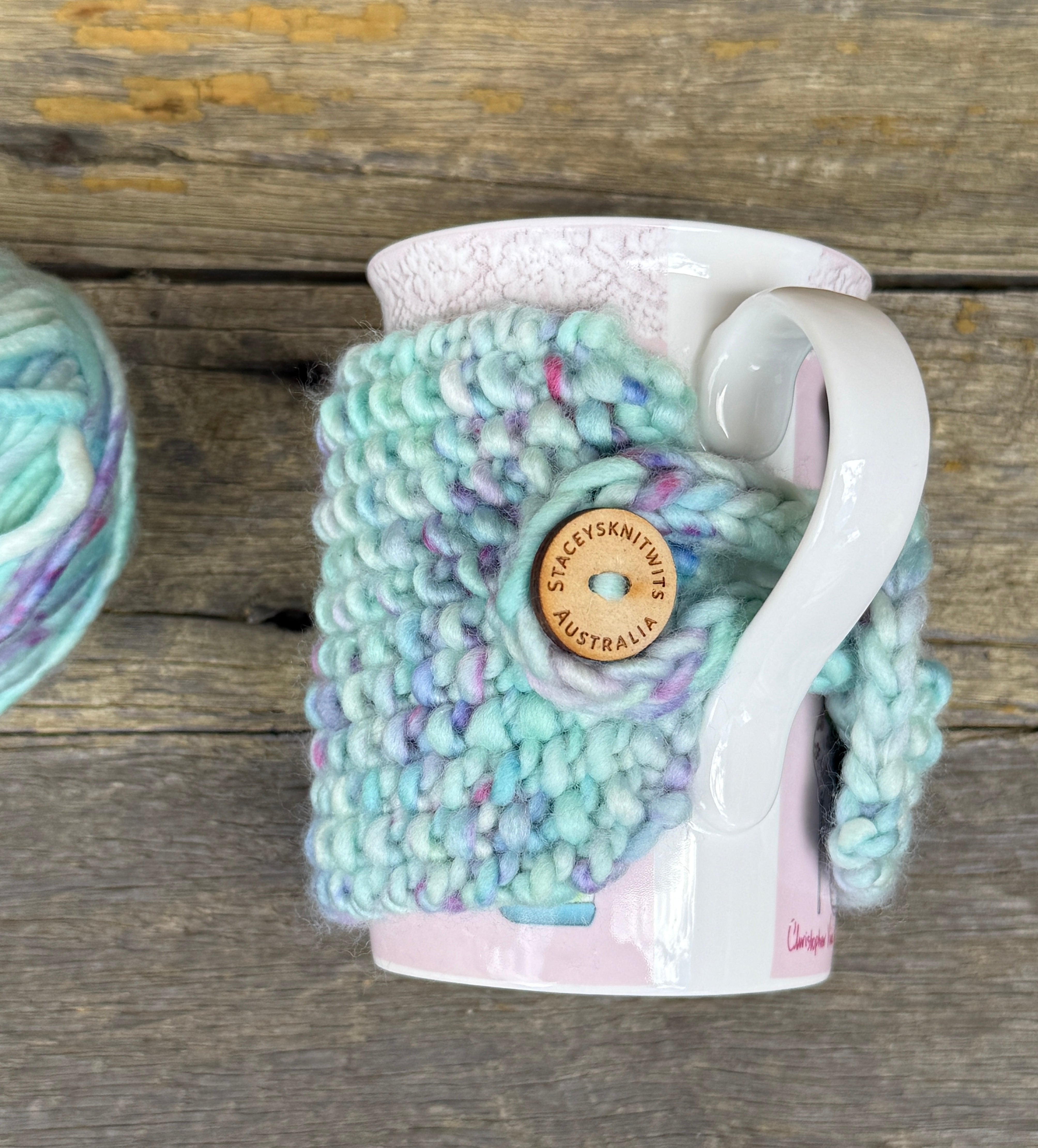 Hand Knitted Coffee Cozy, Mug Rug, Cup Cosy Merino