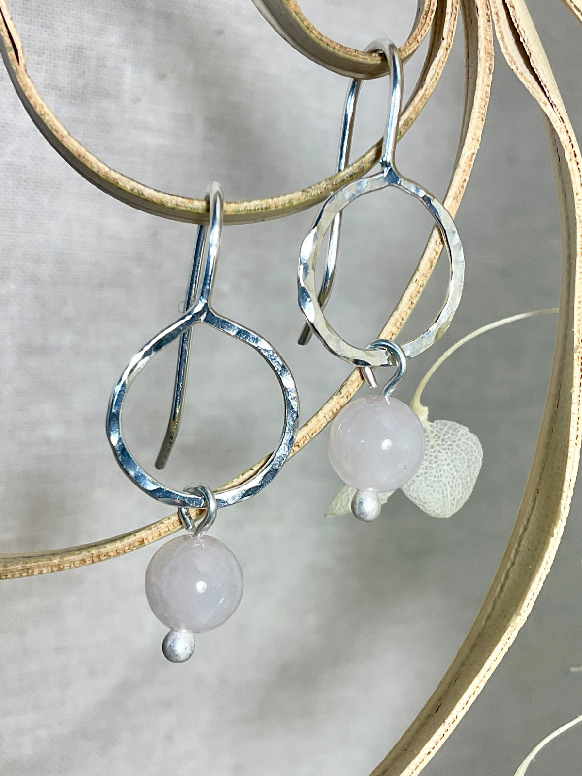 Argentium silver with amethyst and rose quartz