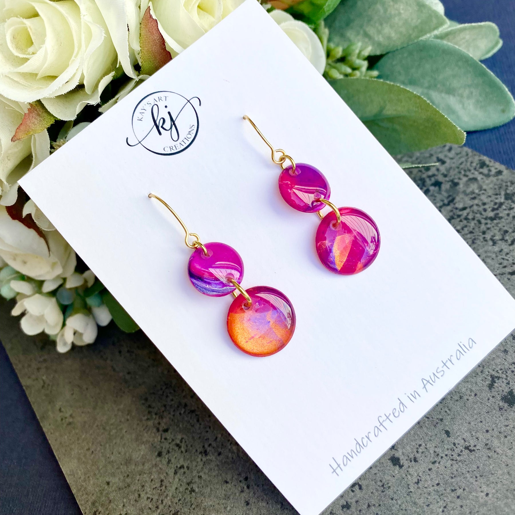 Stunning Cerise Copper Purple Earrings
