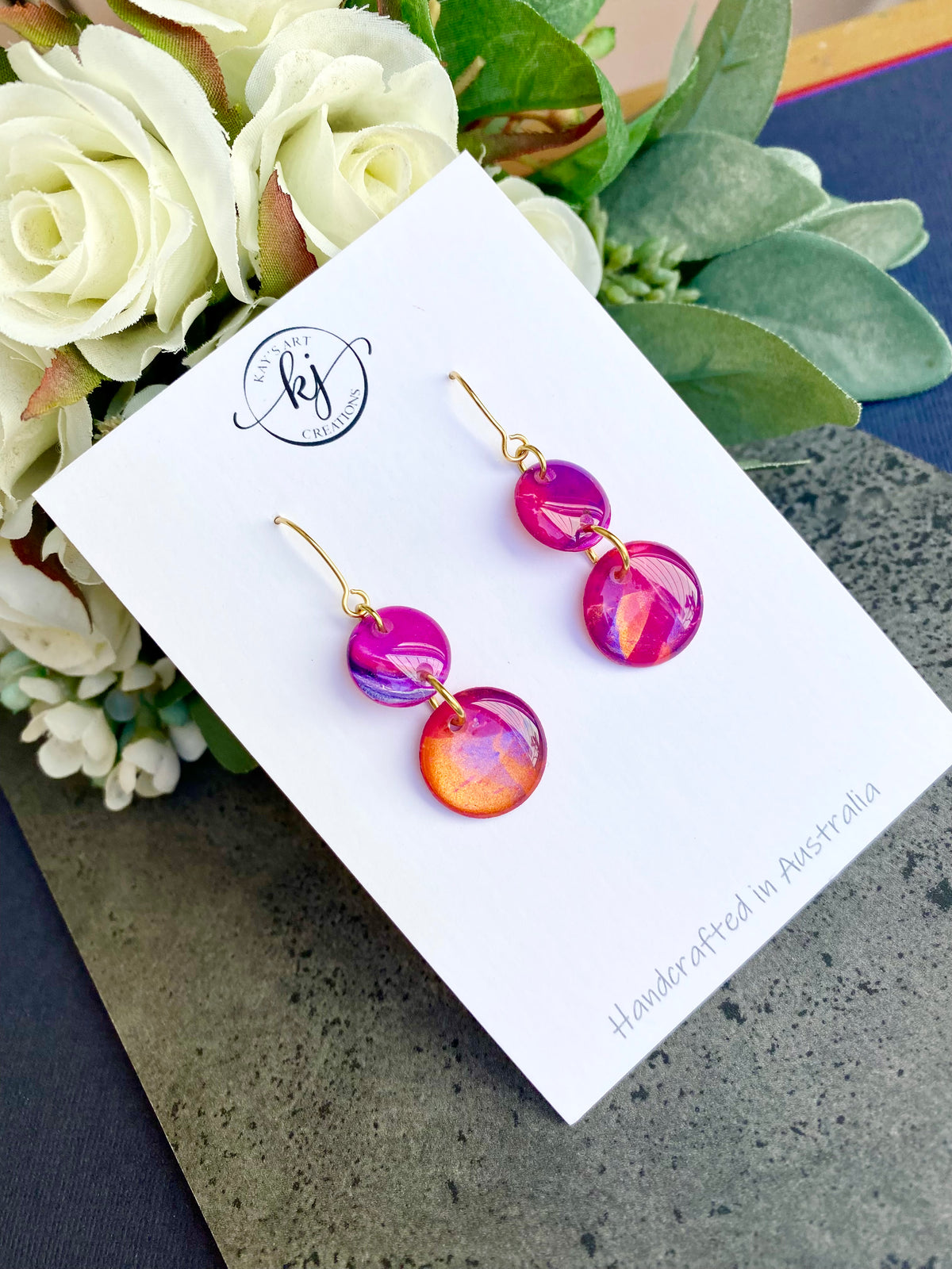 Stunning Cerise Copper Purple Earrings