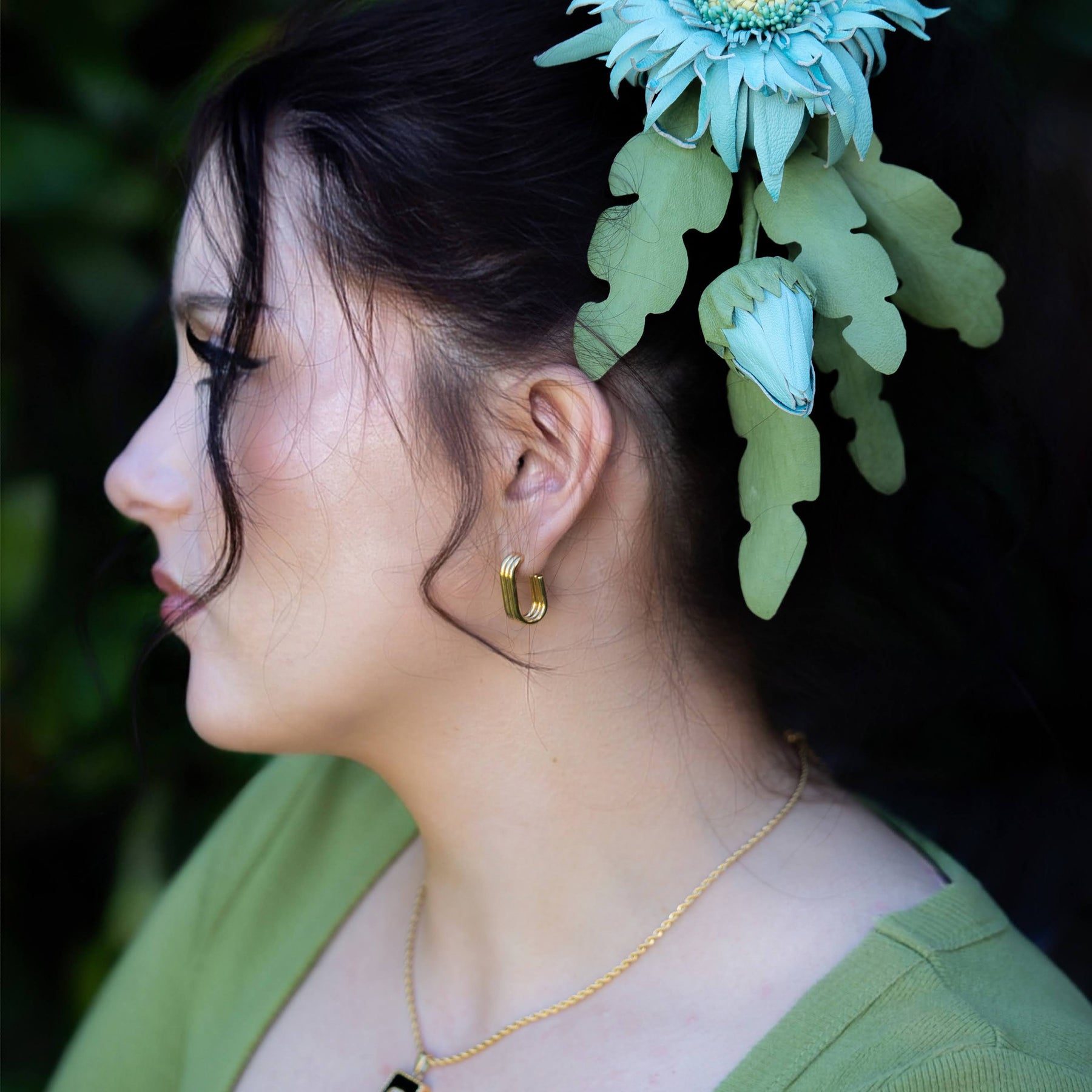 Leather Brooch Gerbera “Forest Light" , Flower Brooch