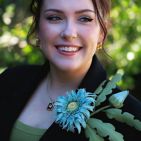 Leather Brooch Gerbera “Forest Light