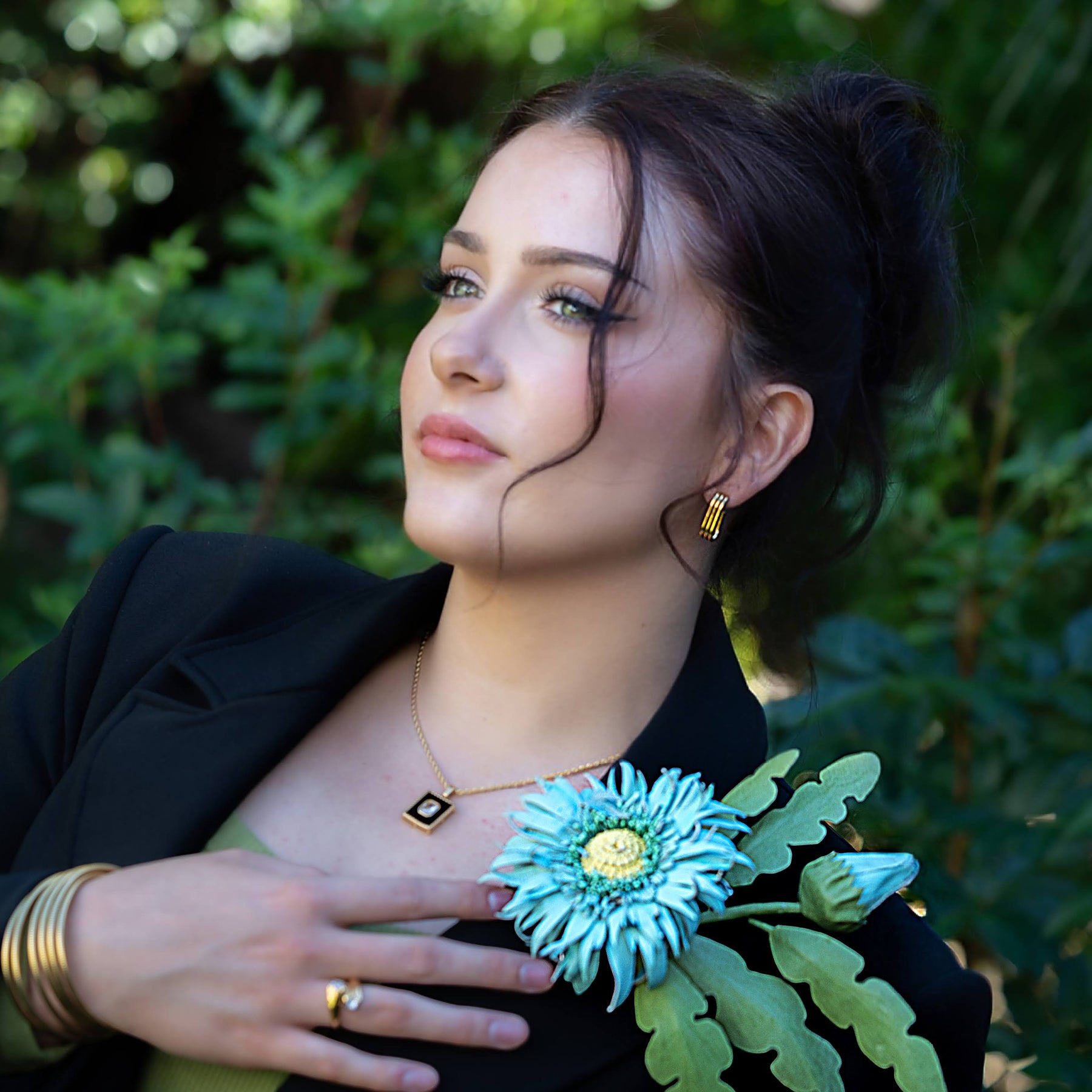 Leather Brooch Gerbera “Forest Light" , Flower Brooch