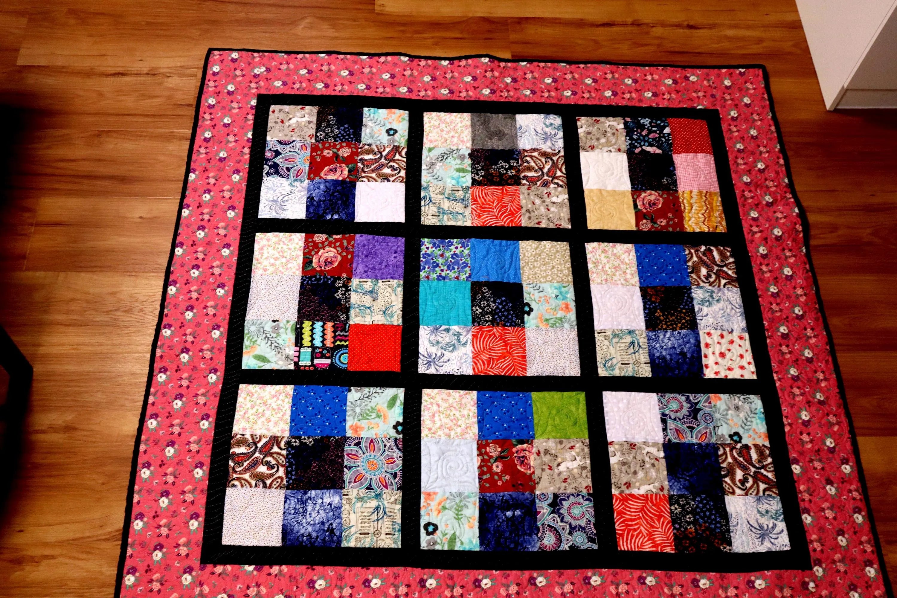 Colourful 9 Patch Quilt | Handmade Patchwork Throw | One of a Kind | Australian Made