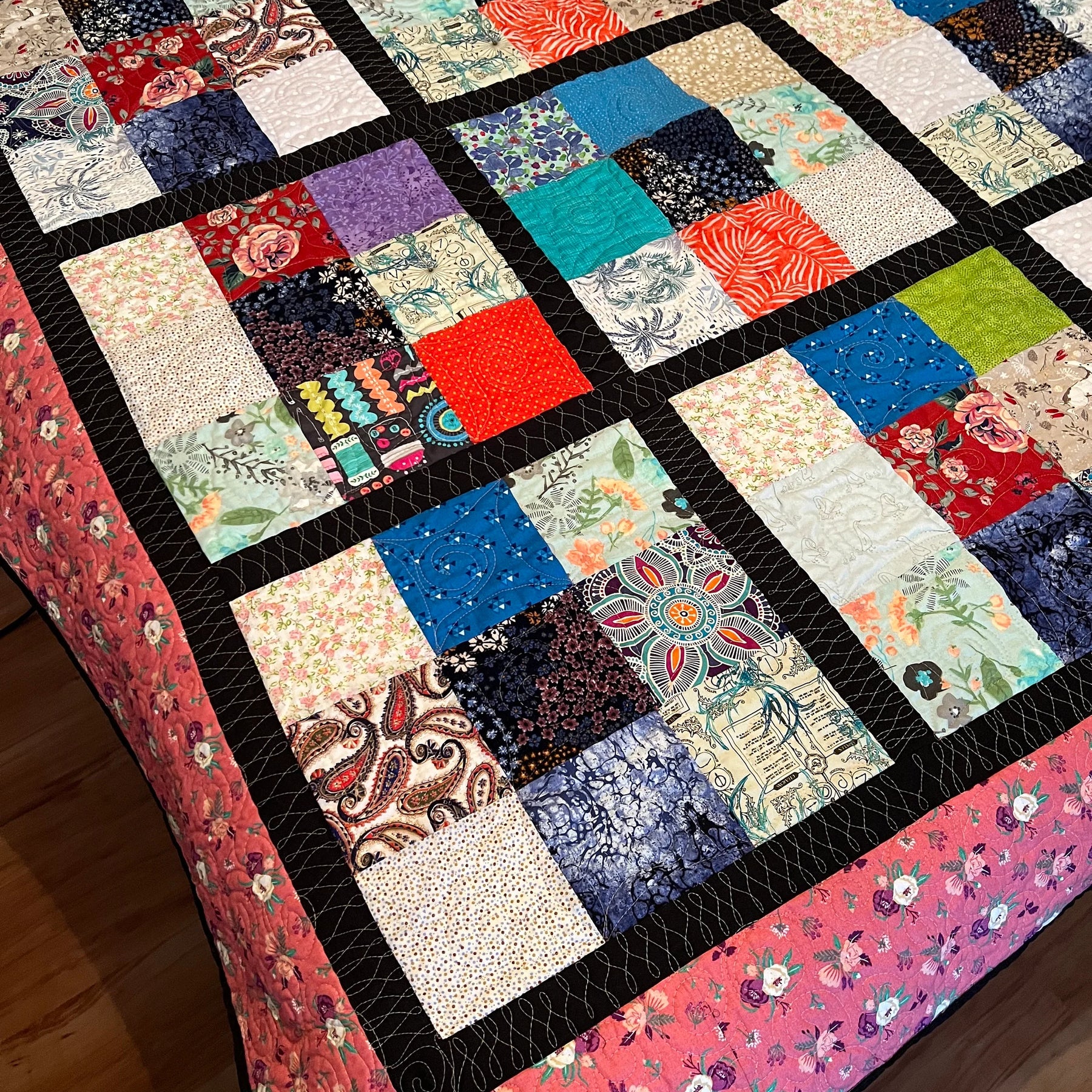 Colourful 9 Patch Quilt | Handmade Patchwork Throw | One of a Kind | Australian Made