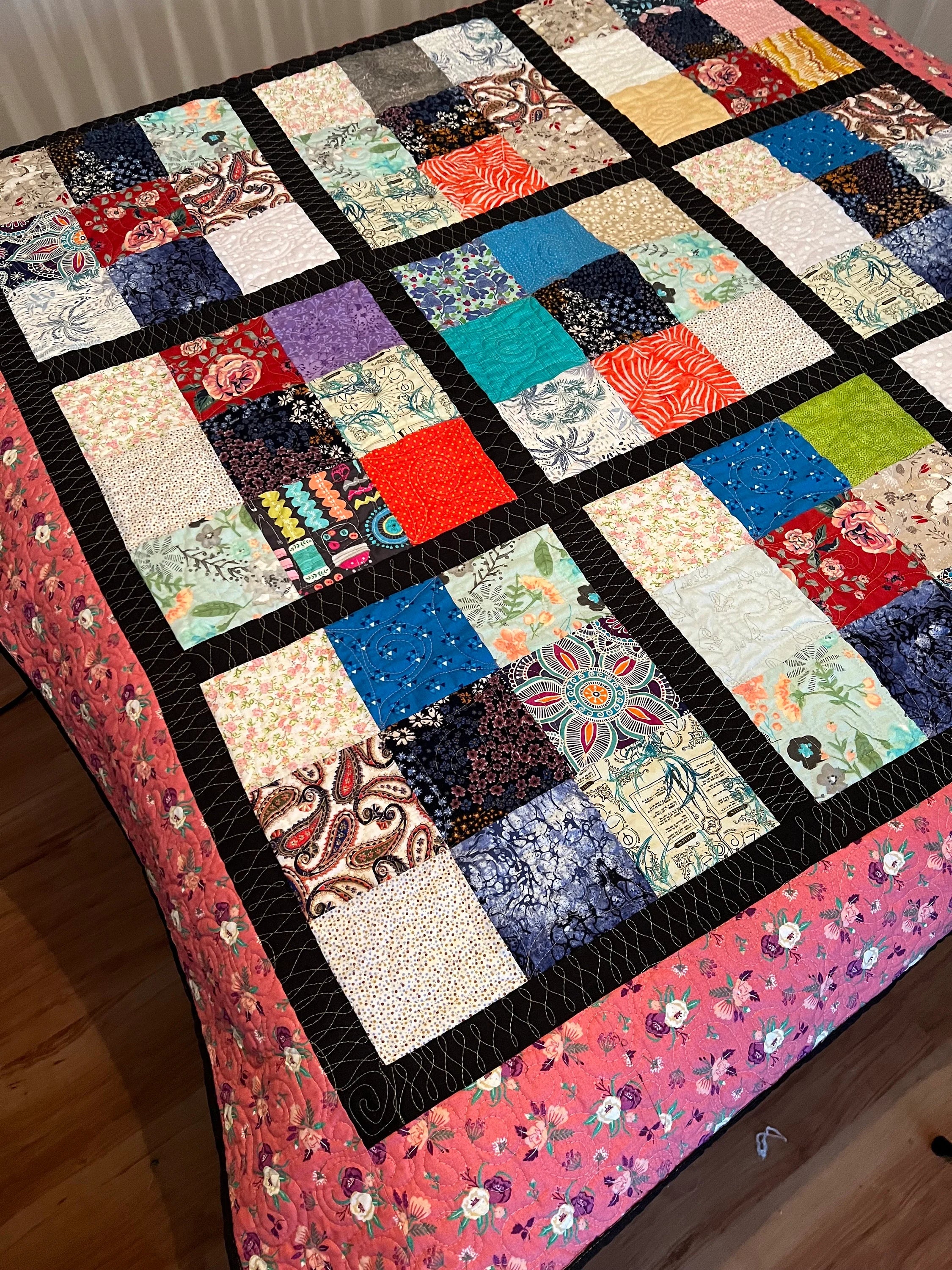 Colourful 9 Patch Quilt | Handmade Patchwork Throw | One of a Kind | Australian Made