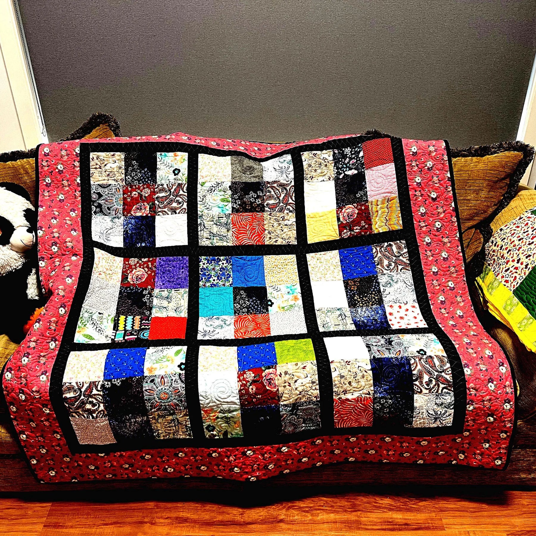 Colourful 9 Patch Quilt | Handmade Patchwork Throw | One of a Kind | Australian Made