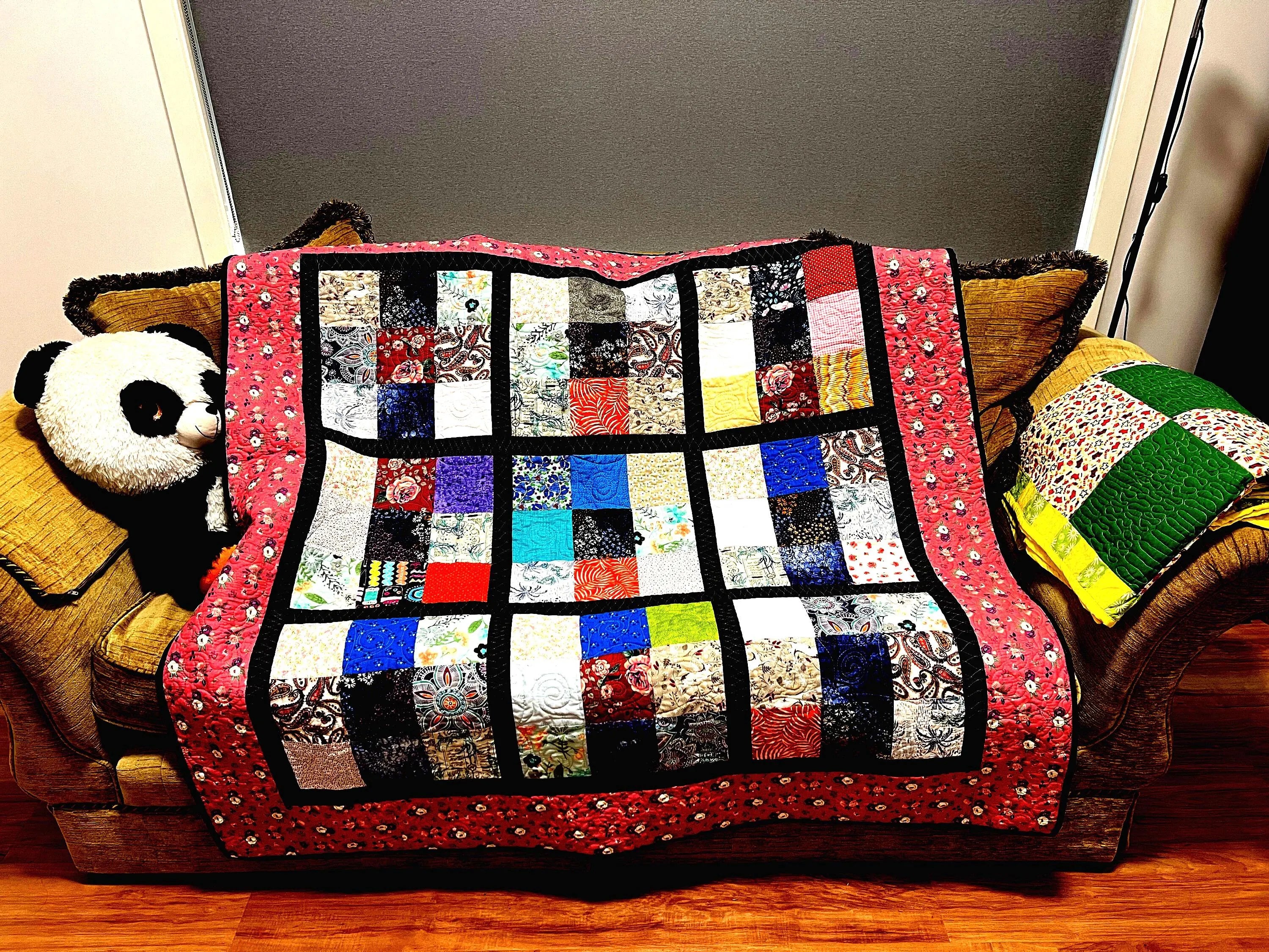 Colourful 9 Patch Quilt | Handmade Patchwork Throw | One of a Kind | Australian Made