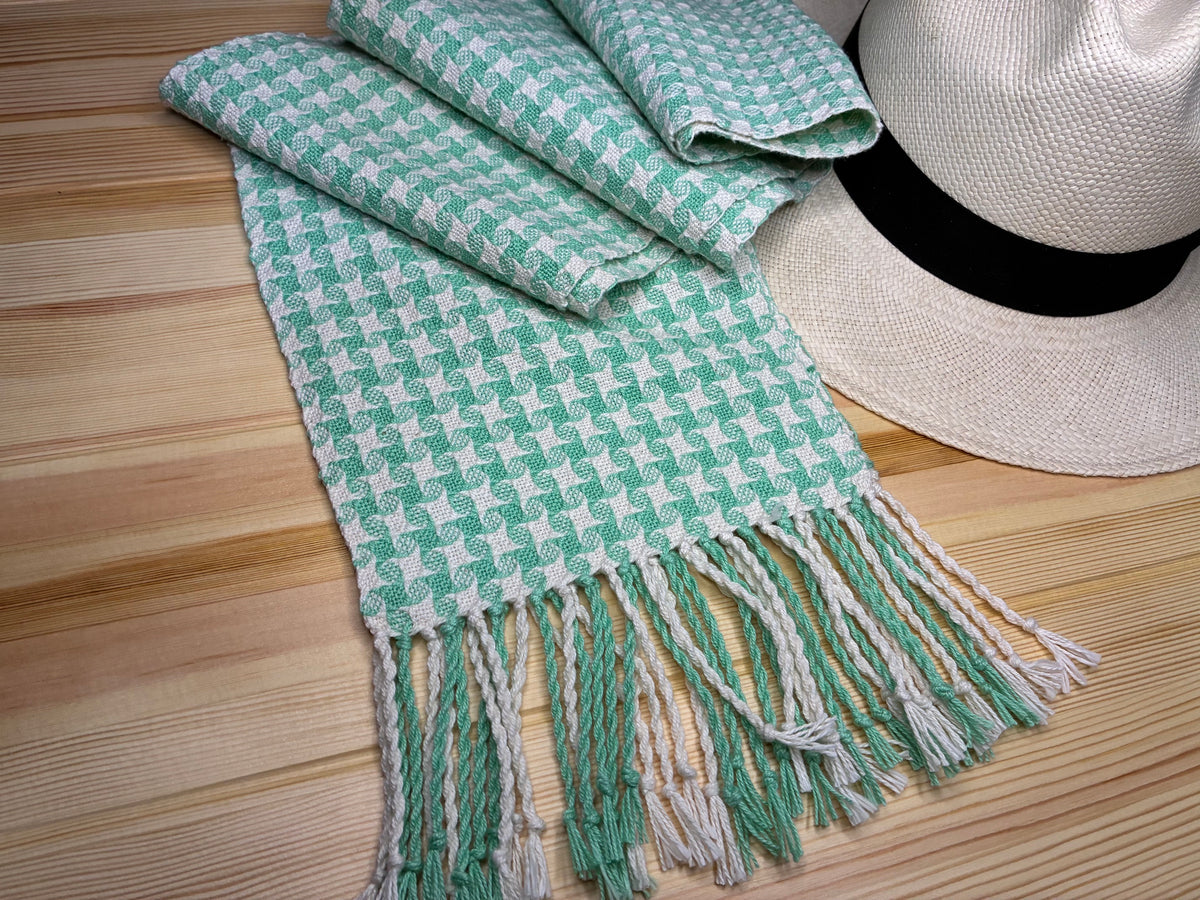 Mint Stardust - Handwoven 100% cotton Star Twill Scarf