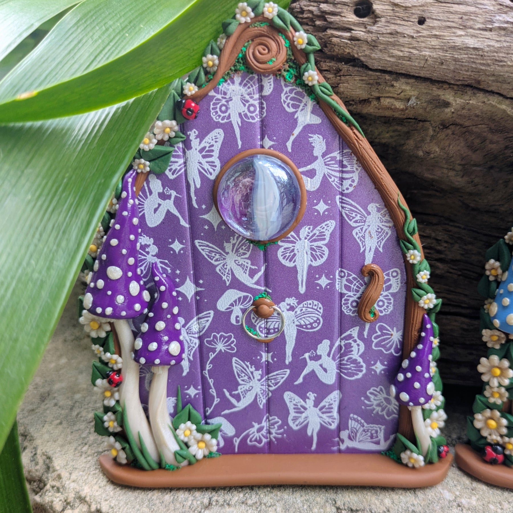 Pretty patterned Fairy Doors - available in Pink, Purple or Blue