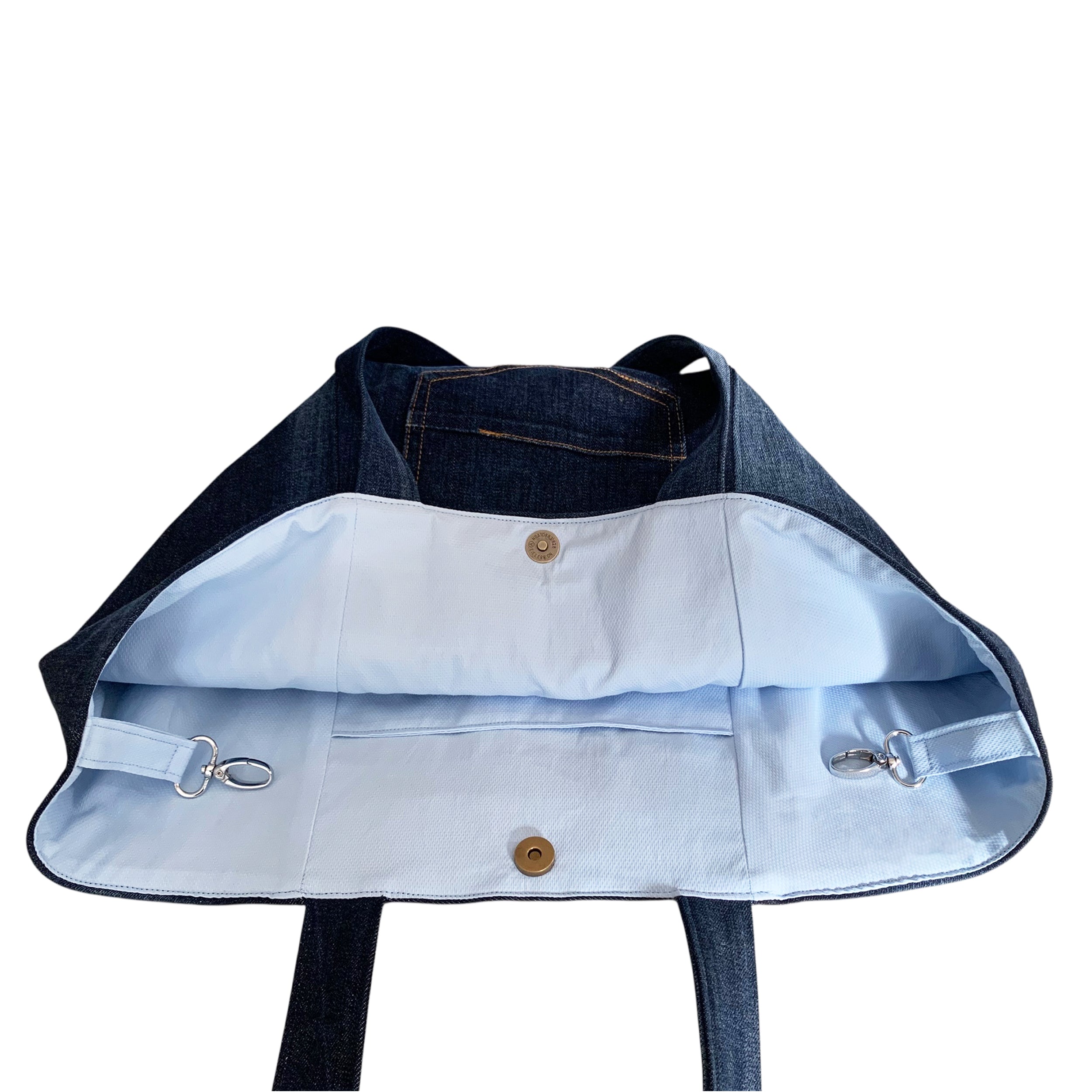 Two-Way Denim Tote Bag - Unique Handmade Shoulder Handbag