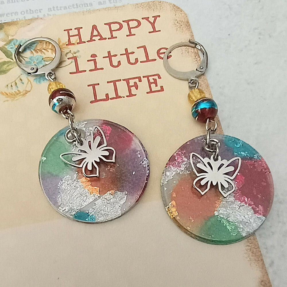 Layered Alcohol Ink Earrings - Assorted Designs