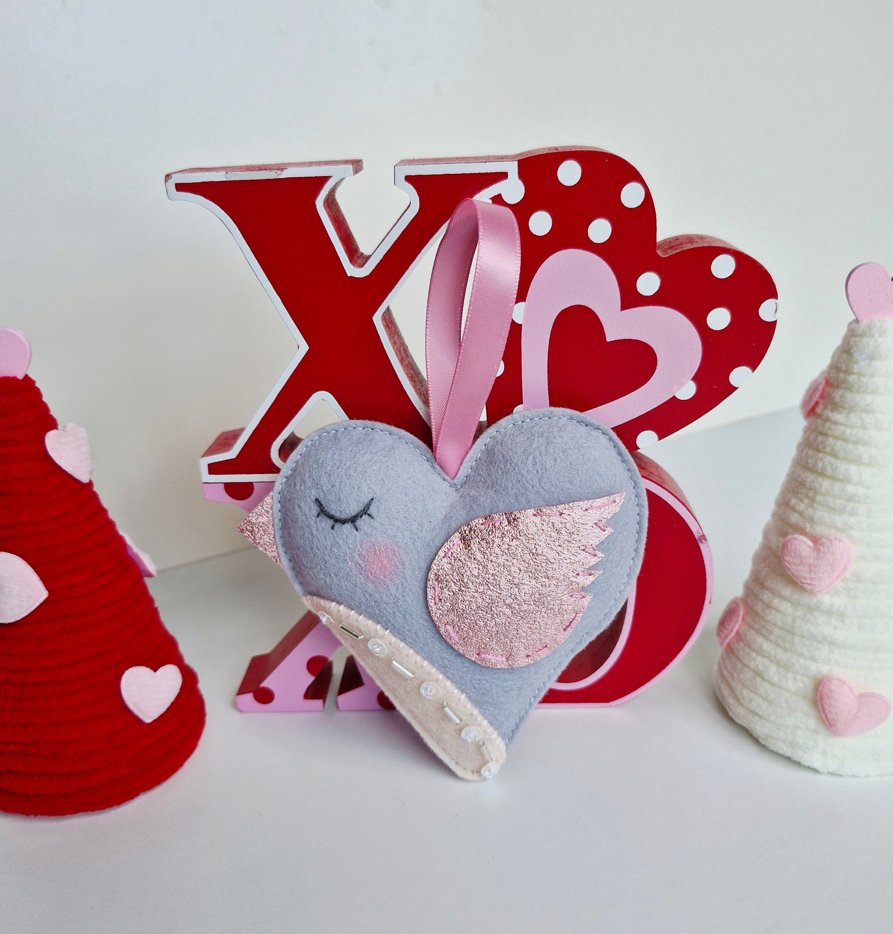 Heart Bird Decoration - Grey
