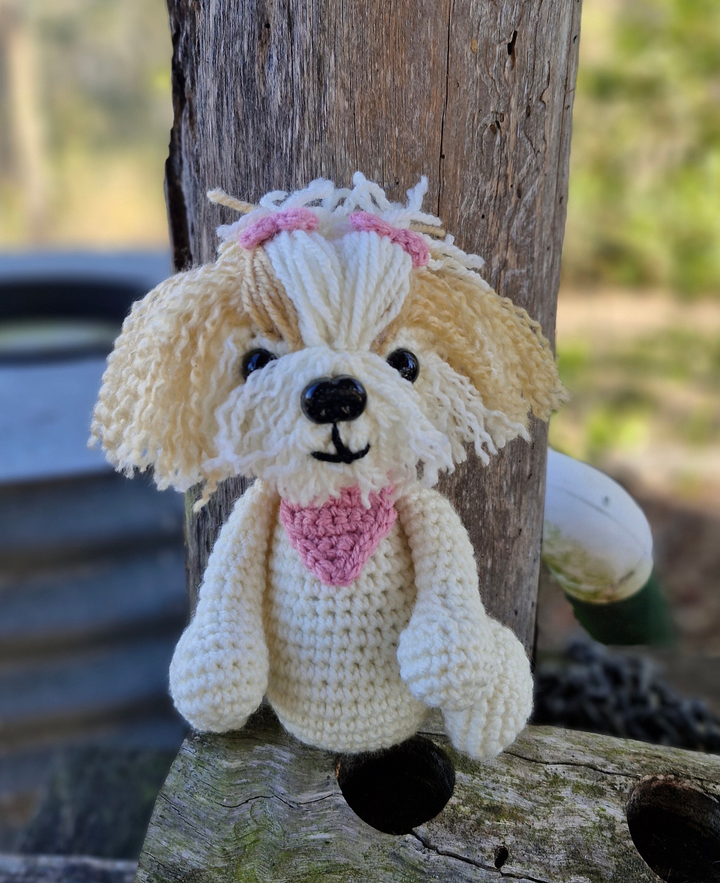 Super cute Handmade Crochet Maltese /Poodle Puppy