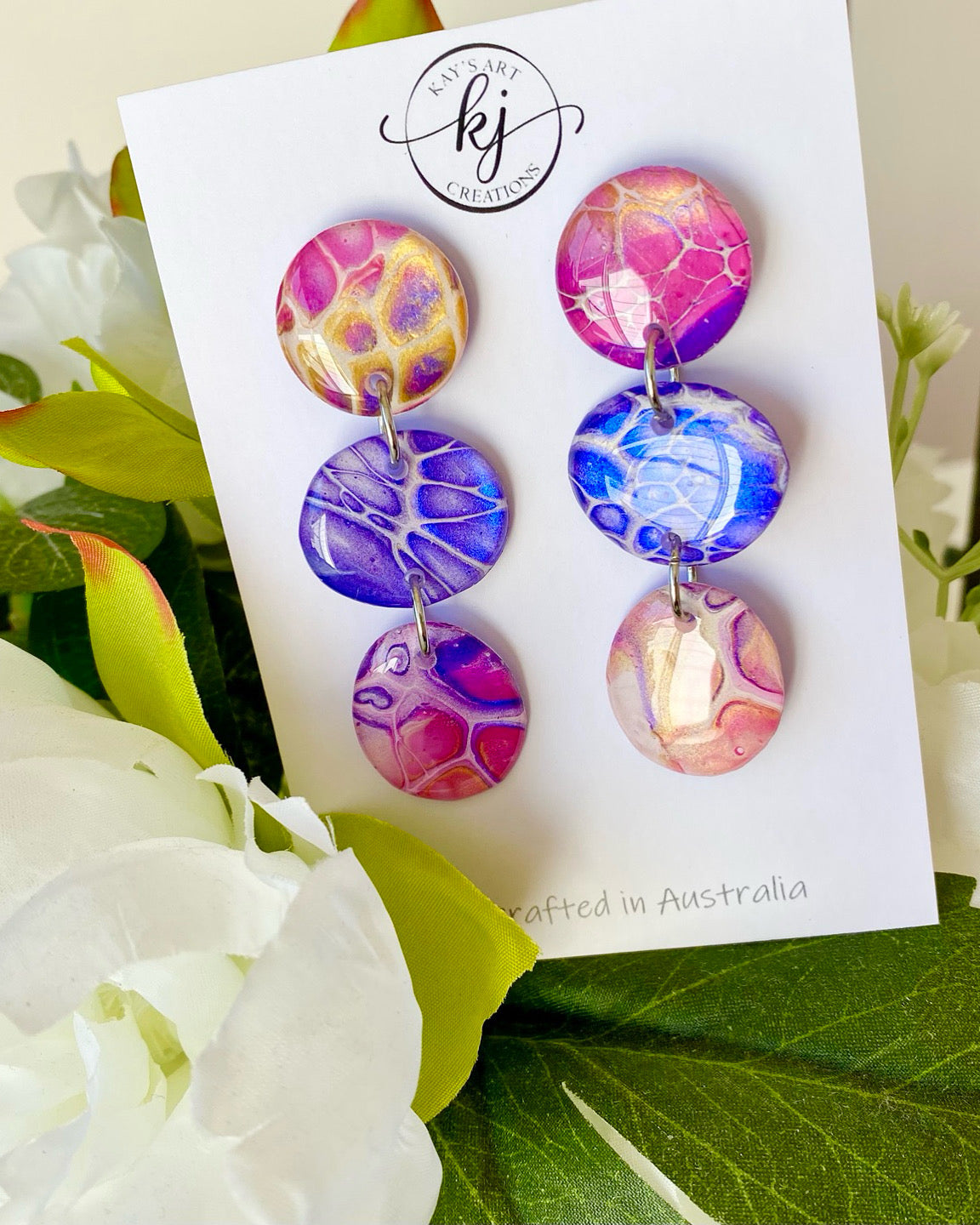 Artisan Hand Painted Stud Dangle Earrings