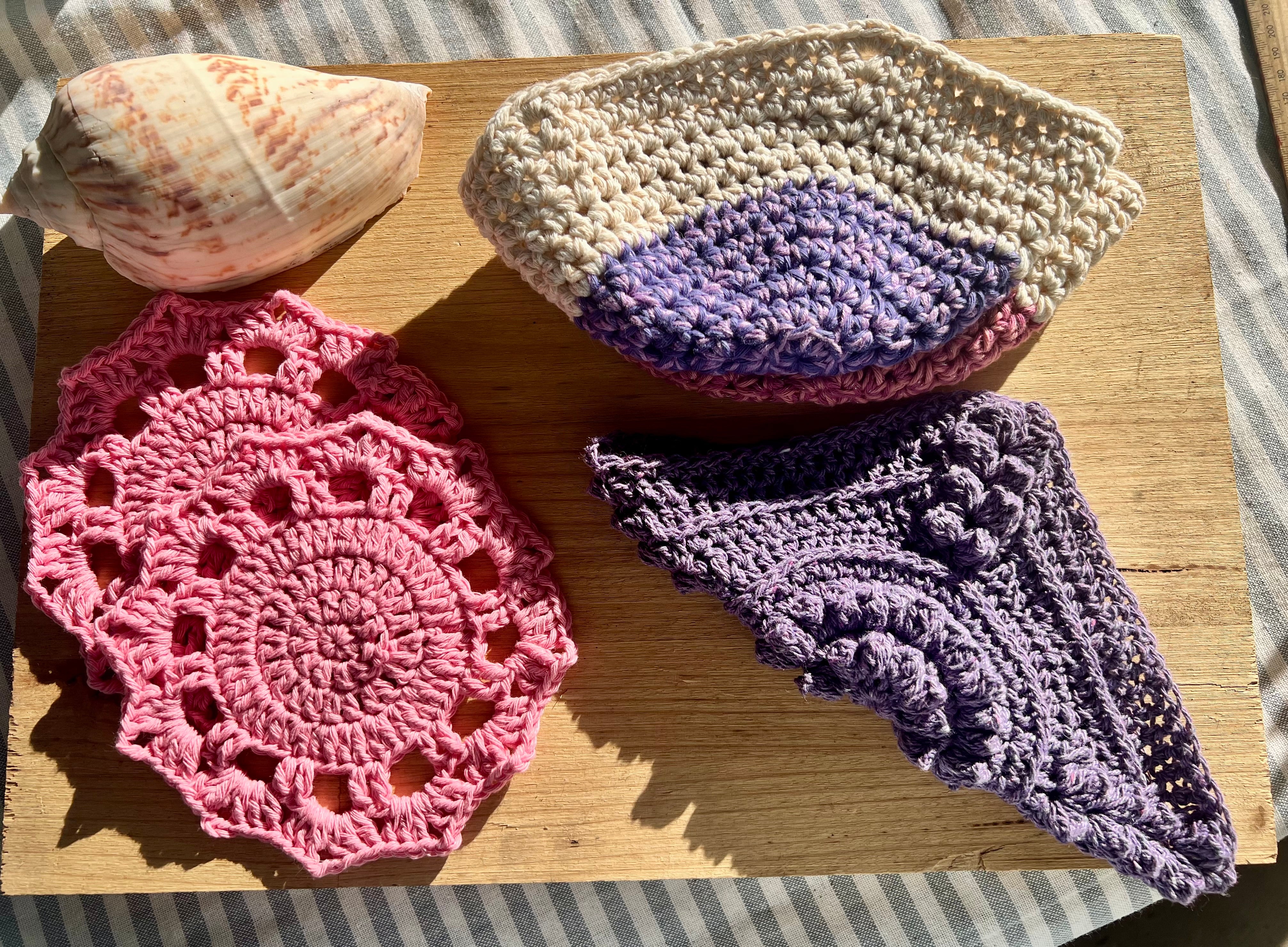 Crochet Bowl Cozy Set of 2 - Handmade Cotton Bowl Holders -  Housewarming Gift