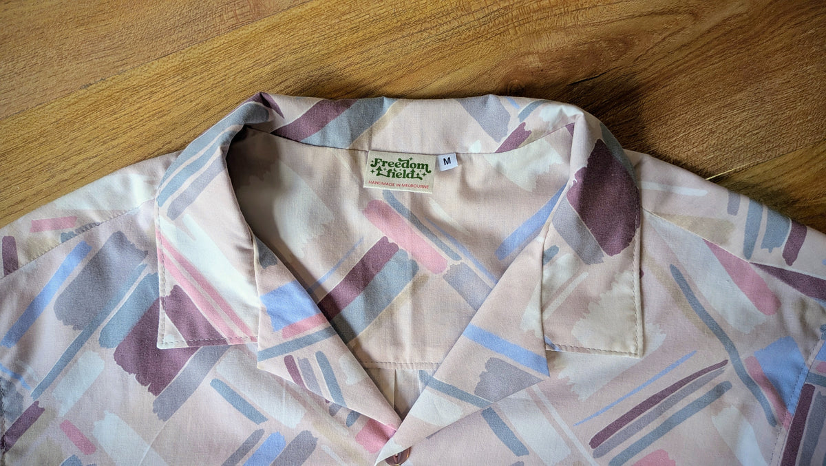 Upcycled Unisex Cotton Button-up Shirt 1980s/90s Sheet (Pink / Size M)