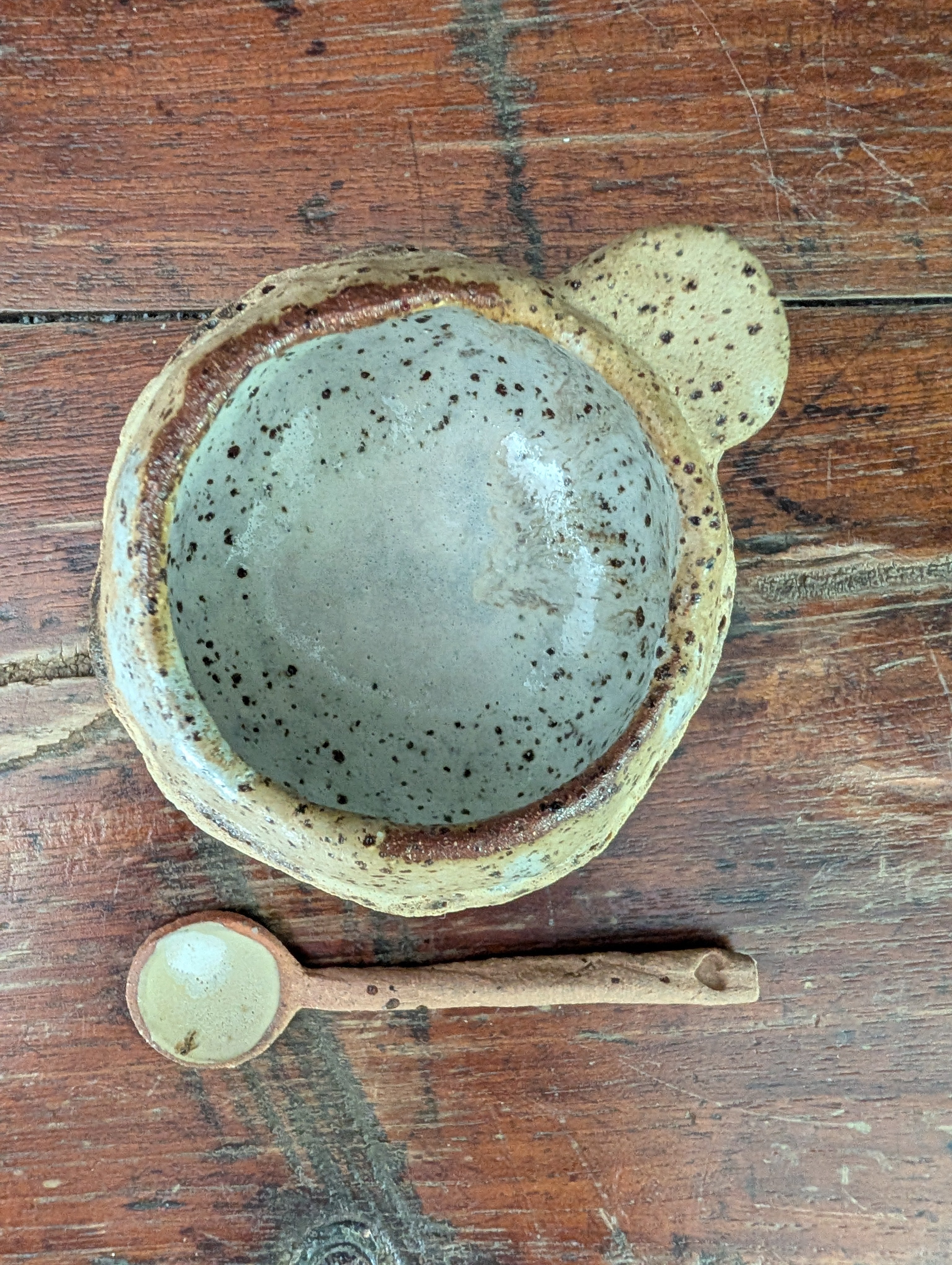 Handbuilt Ceramic Serving Platter with Matching Bowl and Spoon - Earthy, Rustic Stoneware