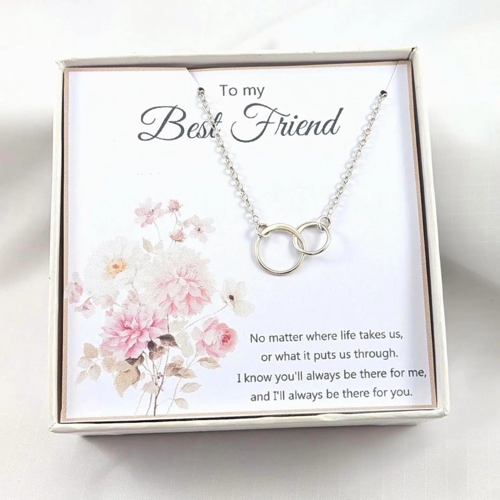 Friend Necklace Interlocking Circles, Choose you Finish