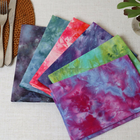 Ice Dyed Cotton Table Napkins. Set of 4