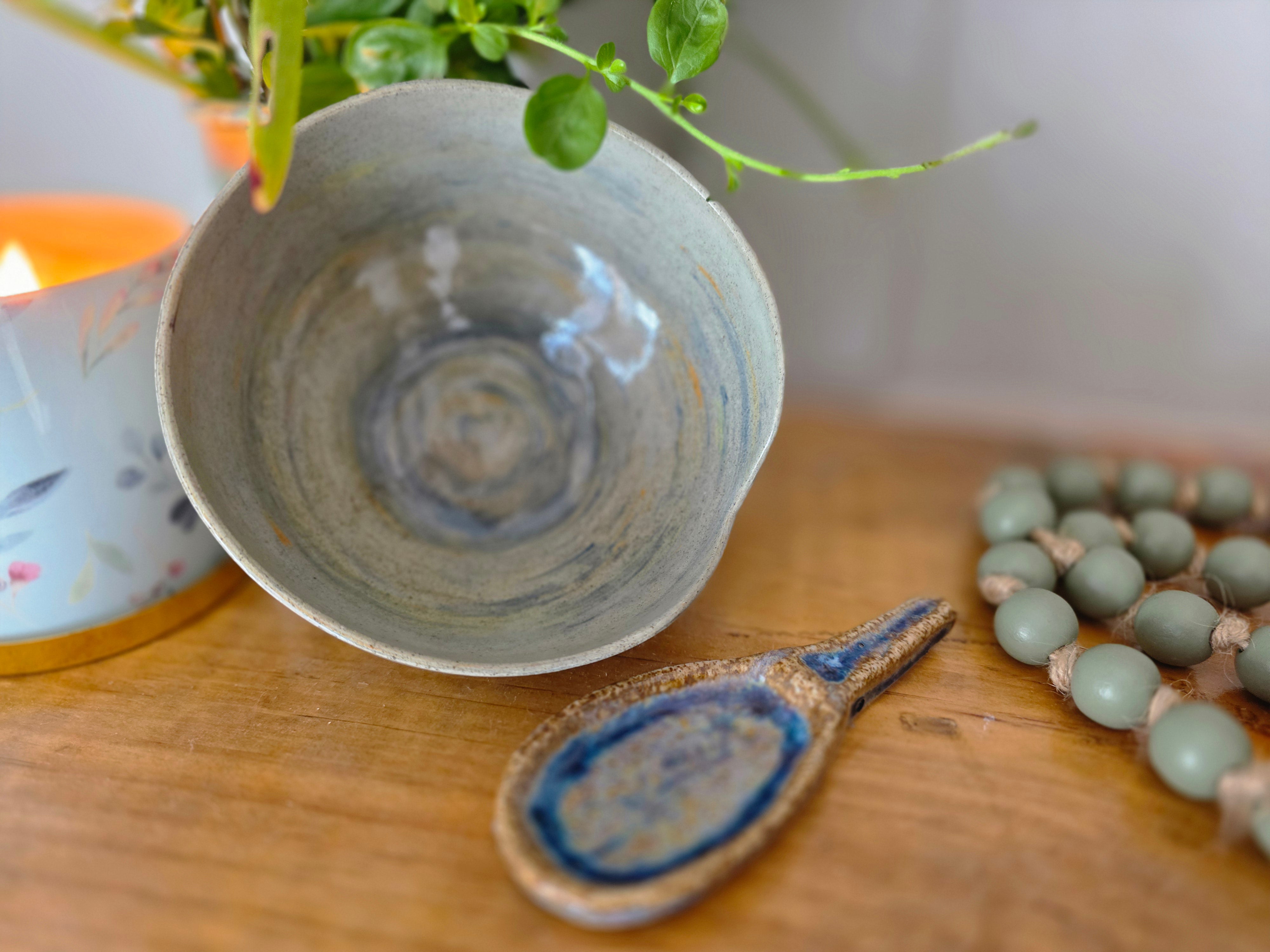 Handmade Rustic Bowl & Spoon Set