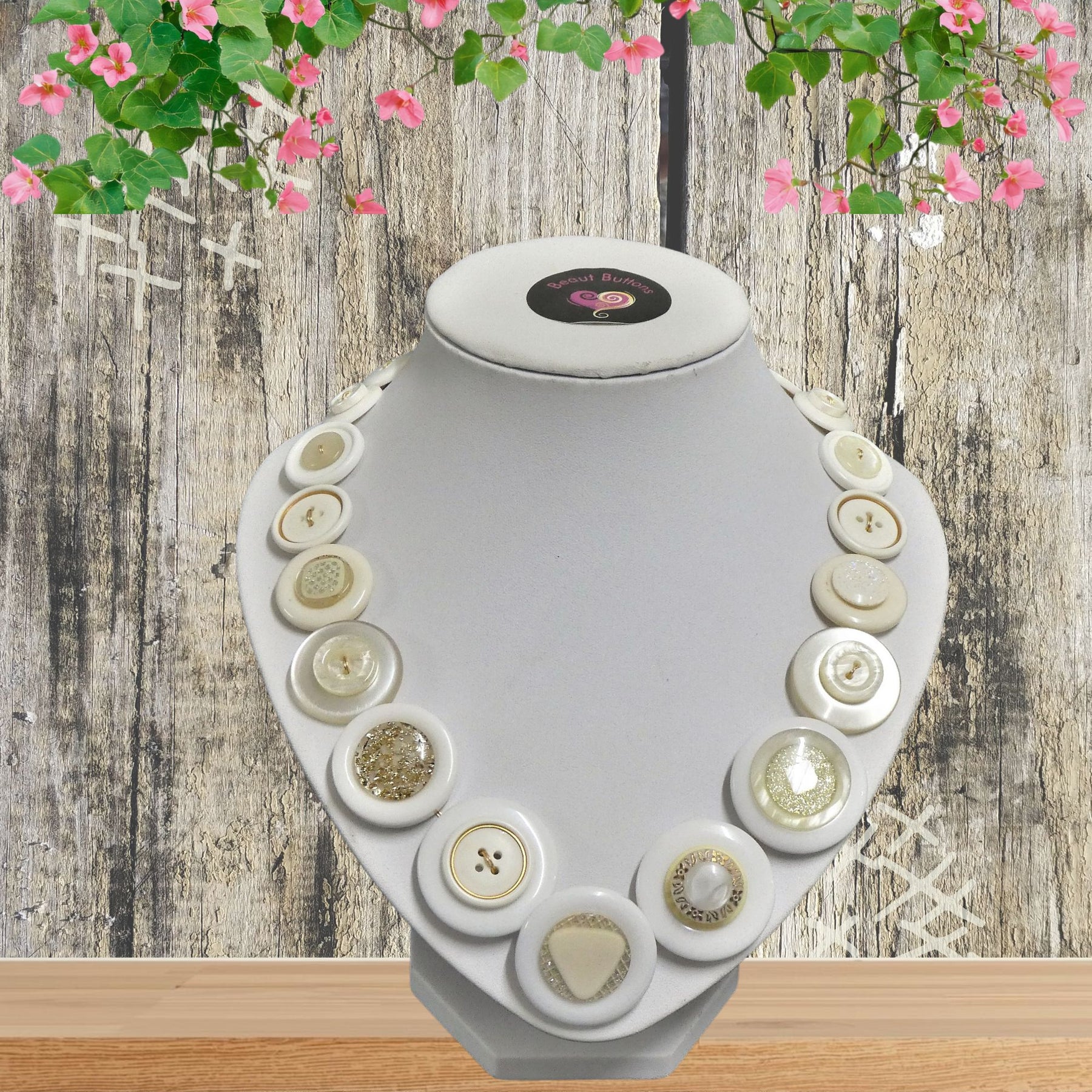Button necklace - White Night