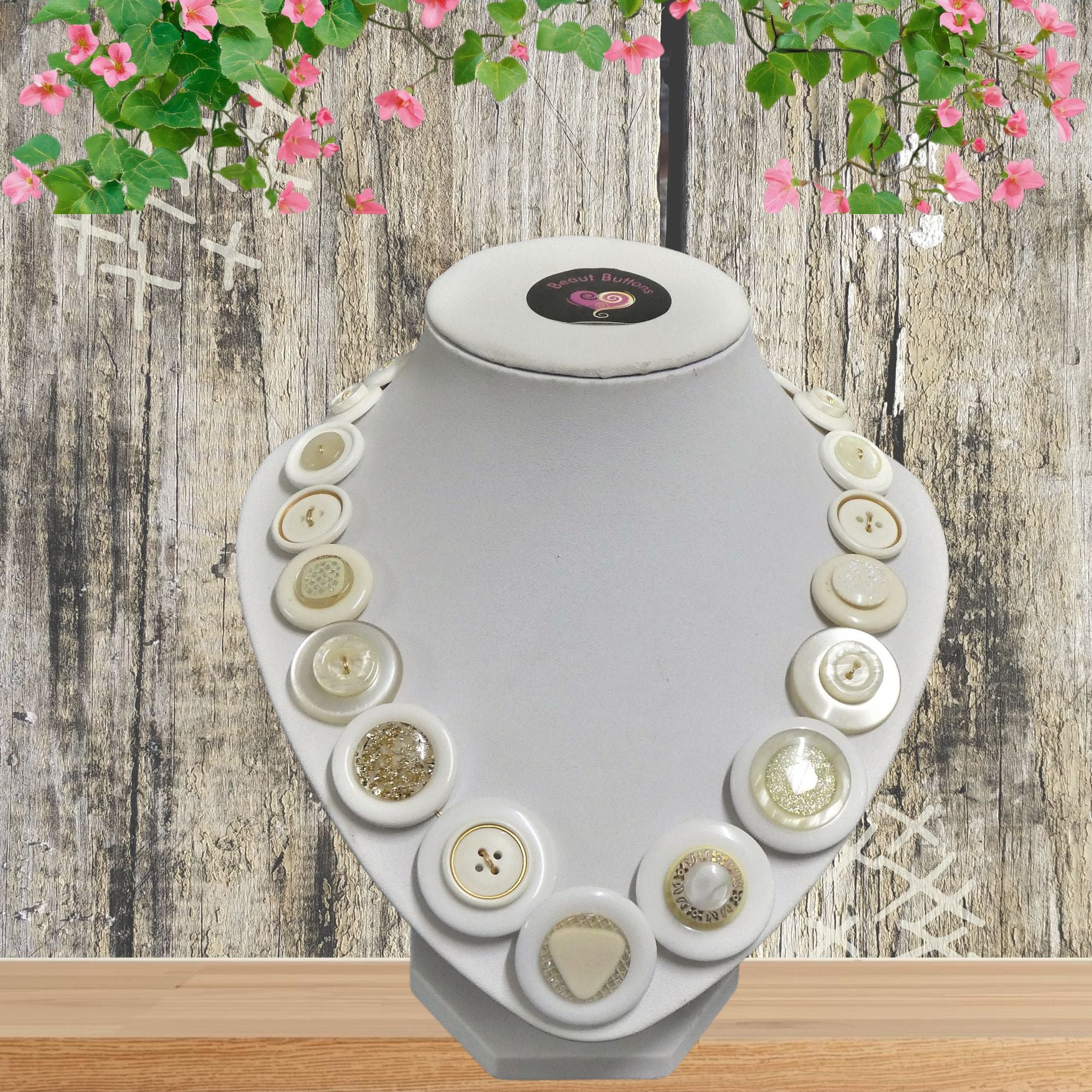 Button necklace - White Night
