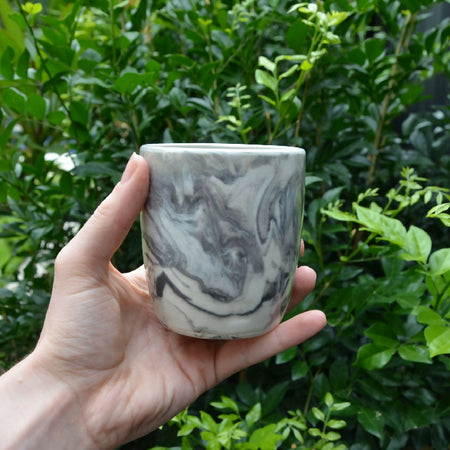 Black & White Hand Crafted Ceramic Marbled Coffee Mug 250ml