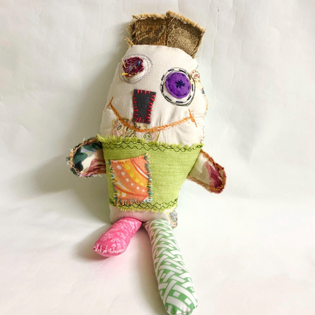 Fabric Monster Doll, Worry Doll, Softie Art Doll - Charlie
