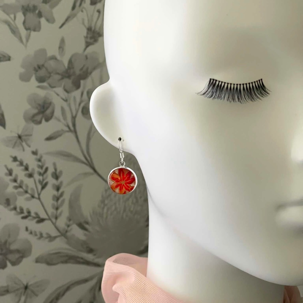 Orange Maple Leaf Earrings • Handmade with Japanese Origami Papers
