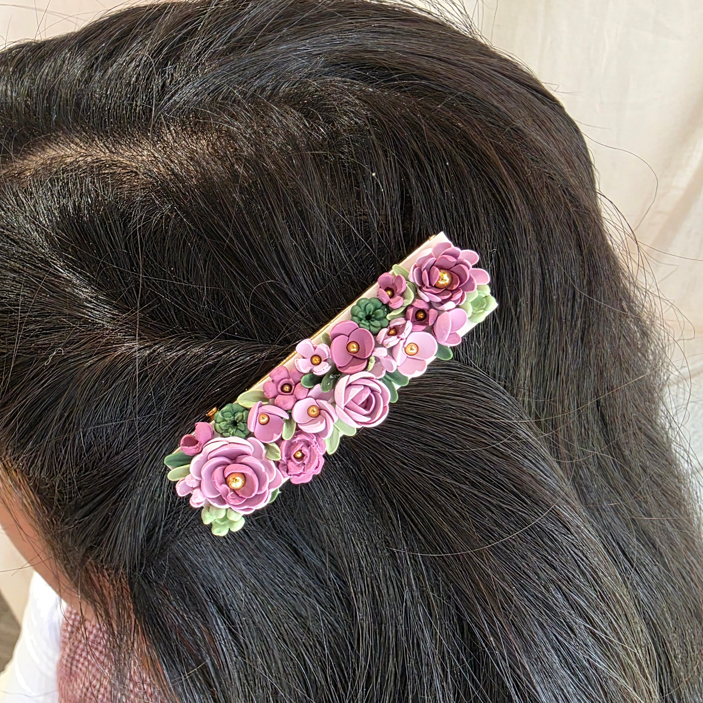 Handmade Floral Hair Clips | Polymer Clay Flower Barrettes | Cottagecore Hair Accessories | Unique Gift for Her | Floral Hair Clip
