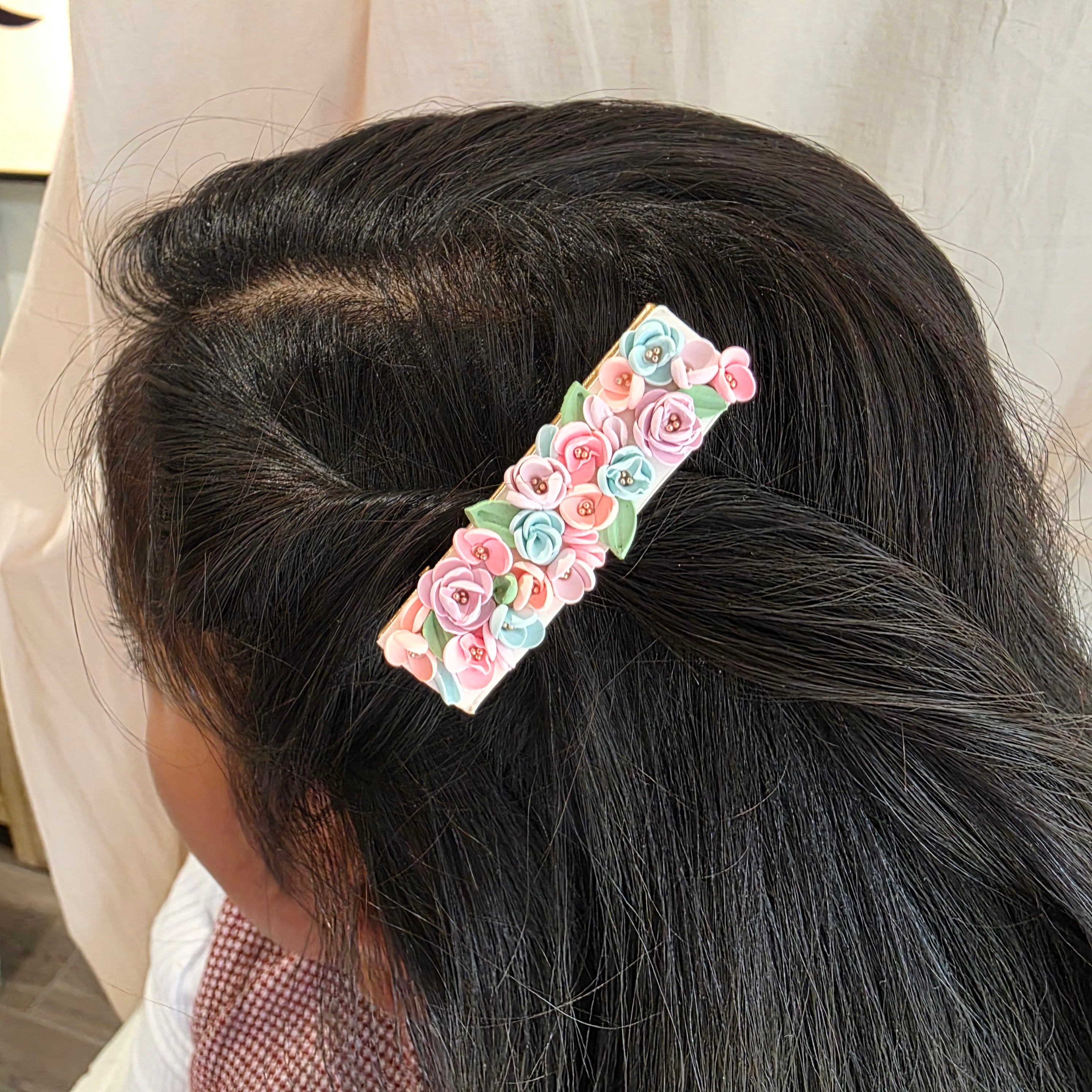 Handmade Floral Hair Clips | Polymer Clay Flower Barrettes | Cottagecore Hair Accessories | Unique Gift for Her | Floral Hair Clip