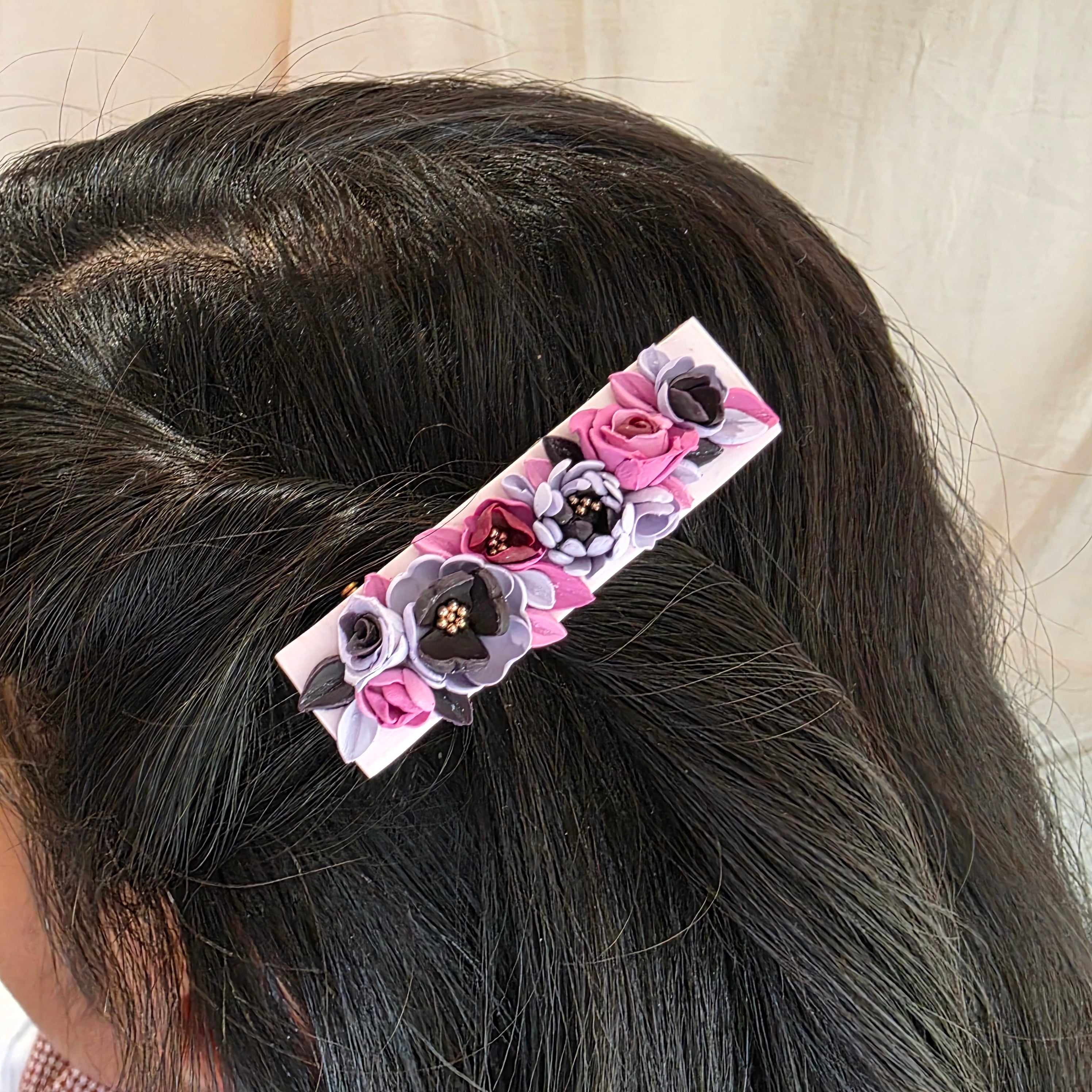 Handmade Floral Hair Clips | Polymer Clay Flower Barrettes | Cottagecore Hair Accessories | Unique Gift for Her | Floral Hair Clip
