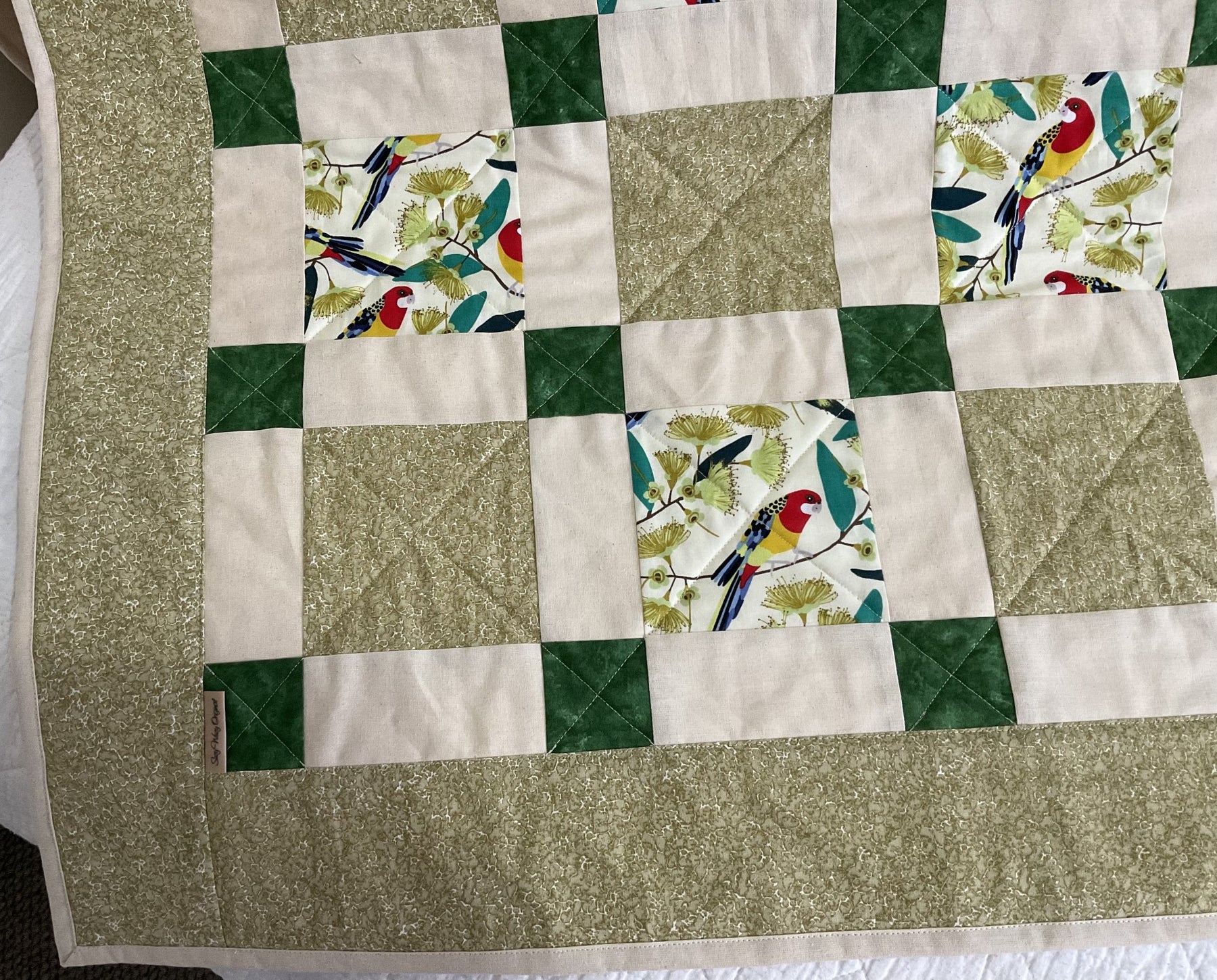 Patchwork lap quilt throw rug blanket, Eastern Rosella
