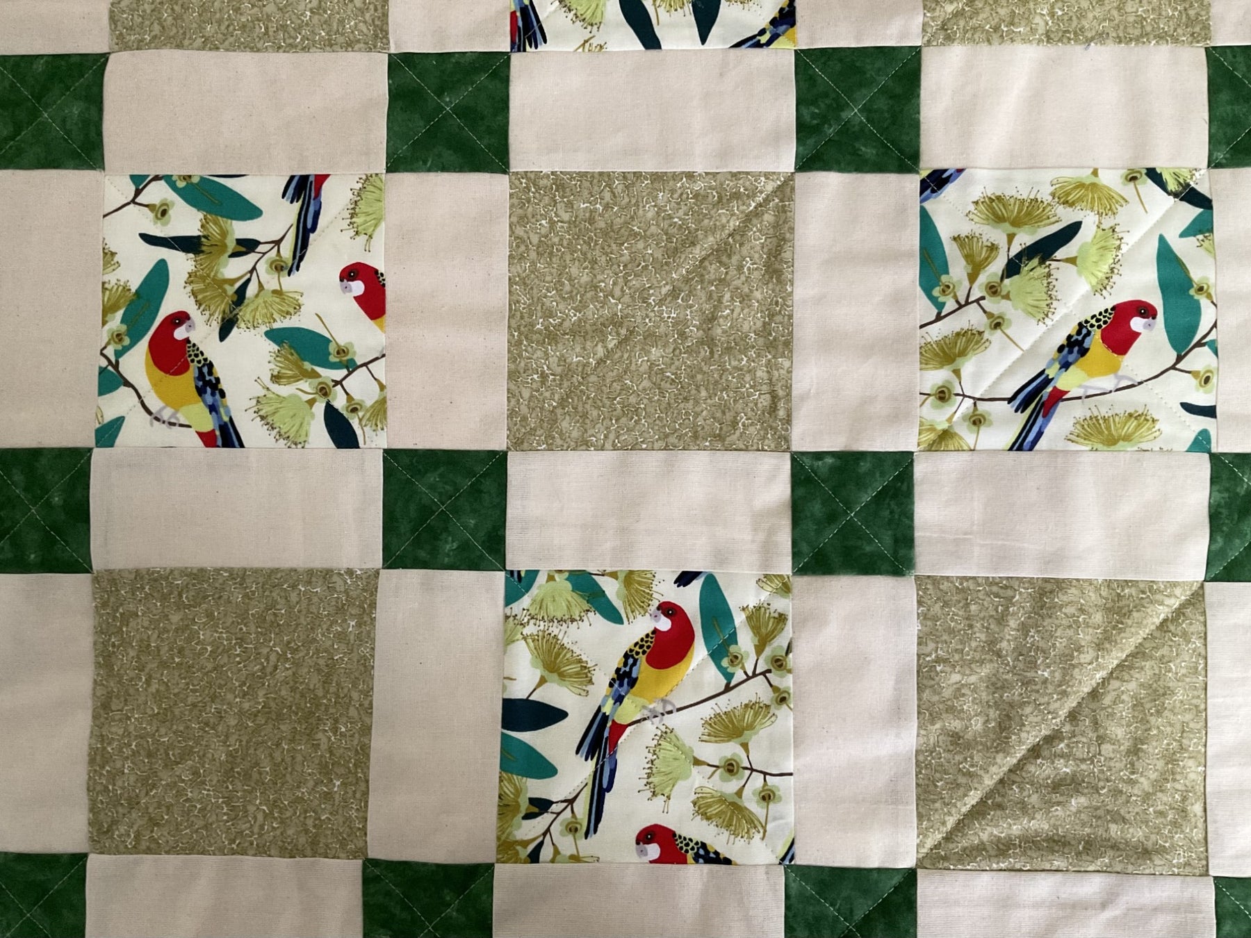 Patchwork lap quilt throw rug blanket, Eastern Rosella