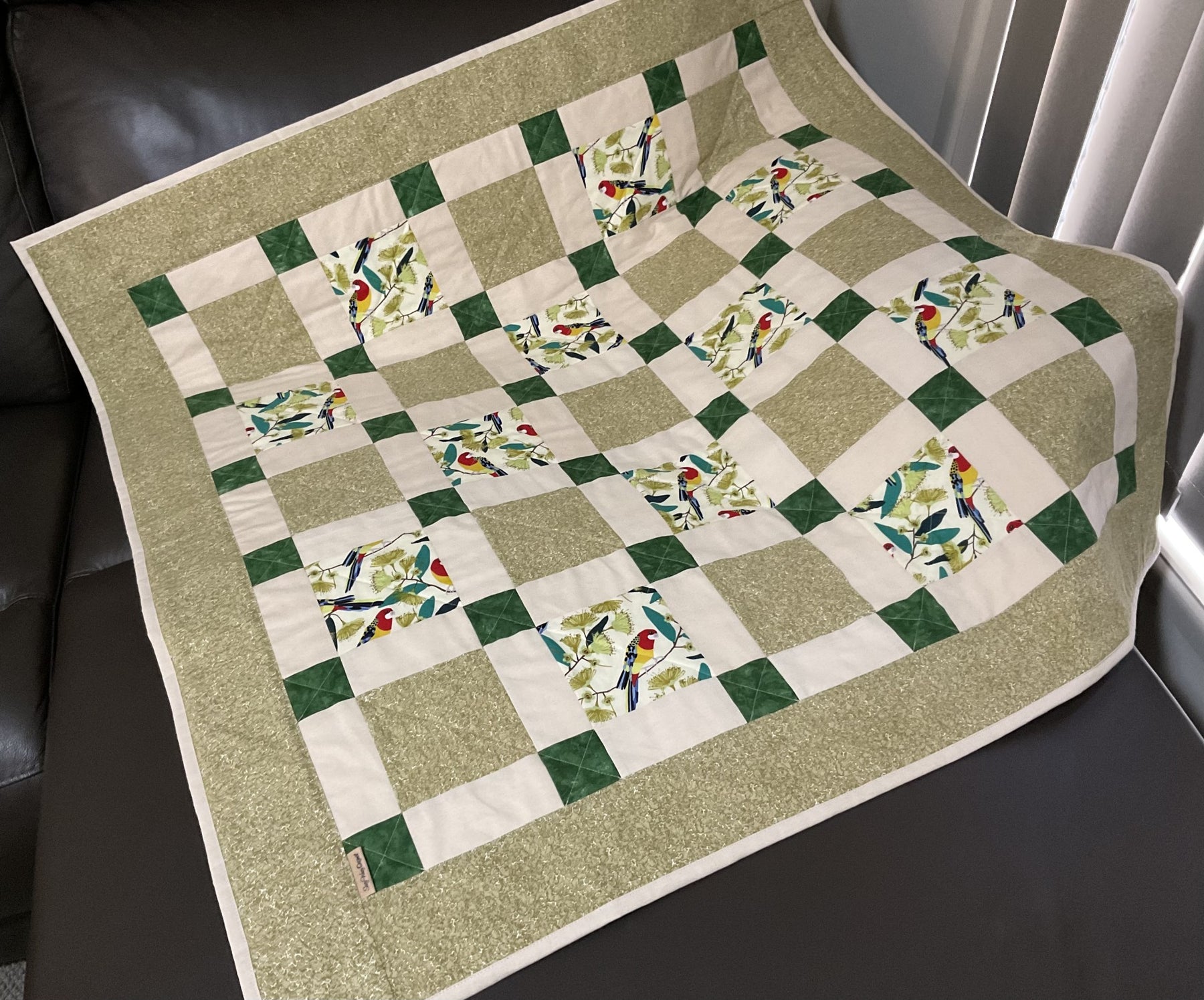Patchwork lap quilt throw rug blanket, Eastern Rosella