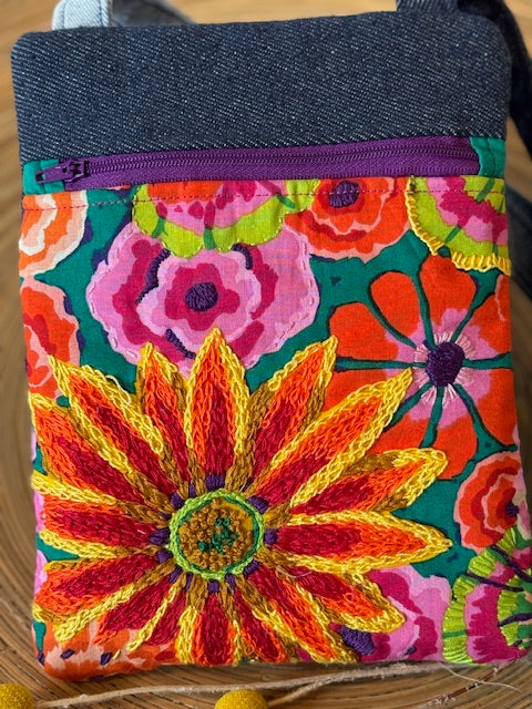 Crossbody Bag -  Unique -  Embroidered -  Textile Art -  Collage